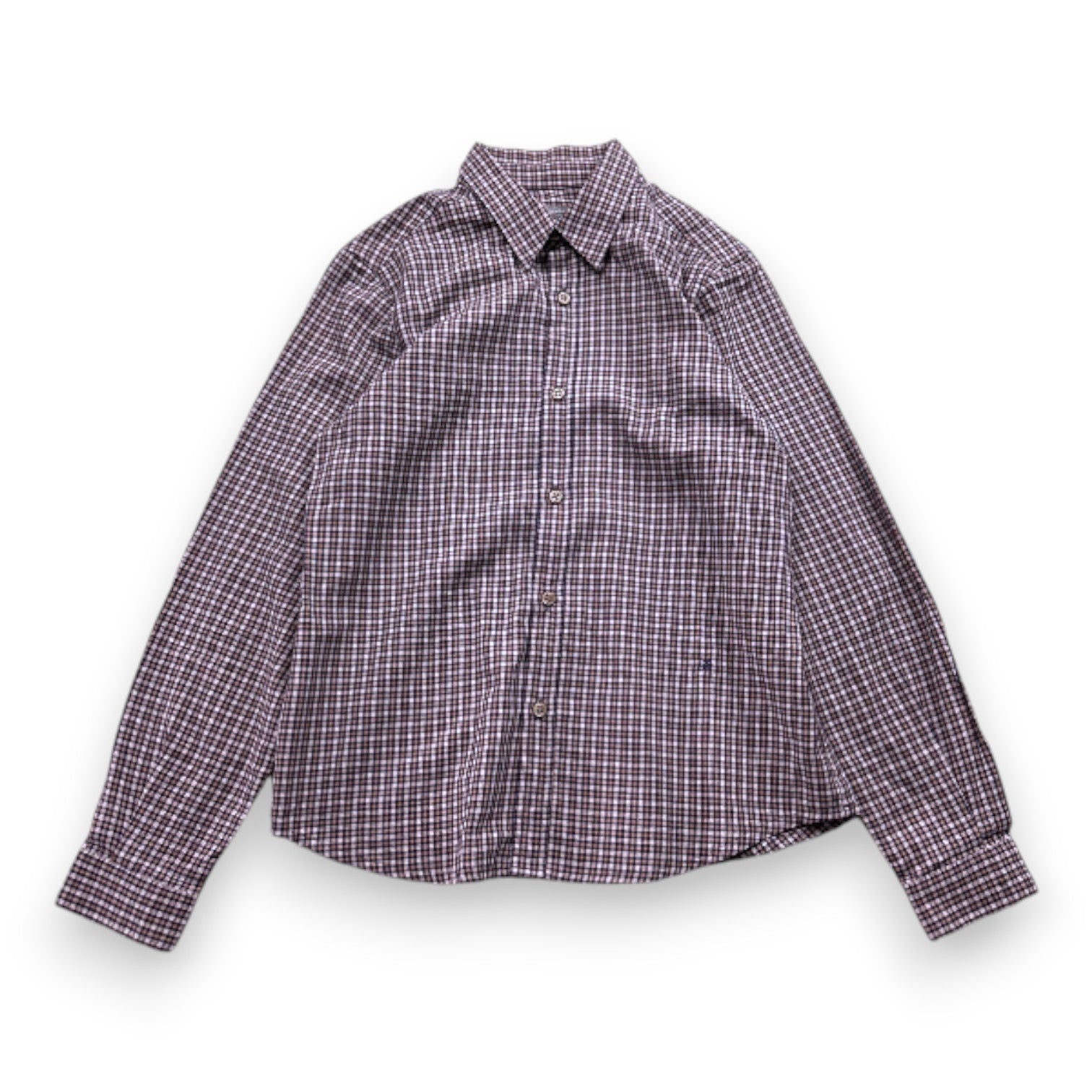 BONPOINT - Chemise à carreaux marron et bleue - 10 ans