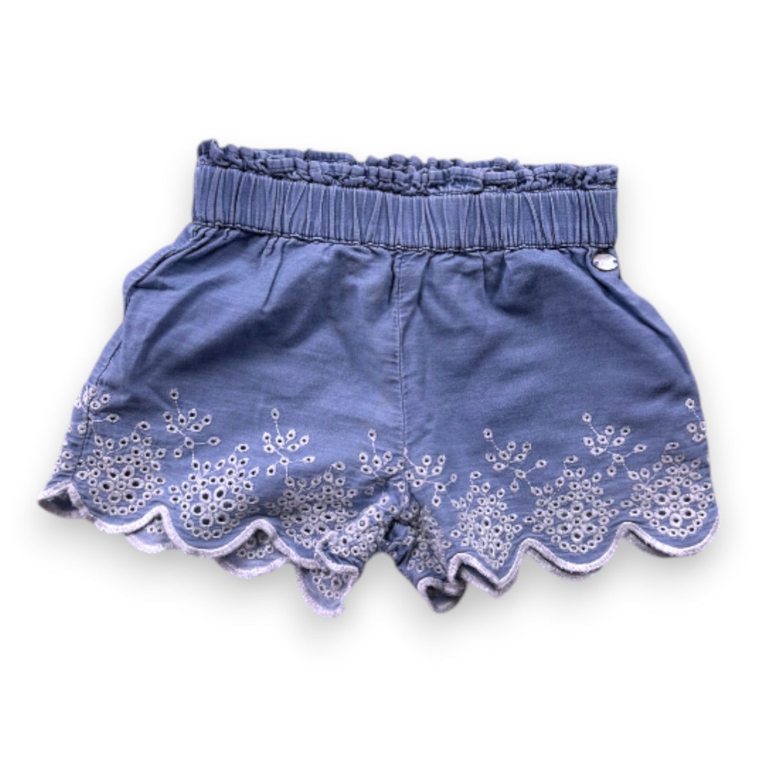 TARTINE & CHOCOLAT - Short bleu avec broderies blanches - 18 mois