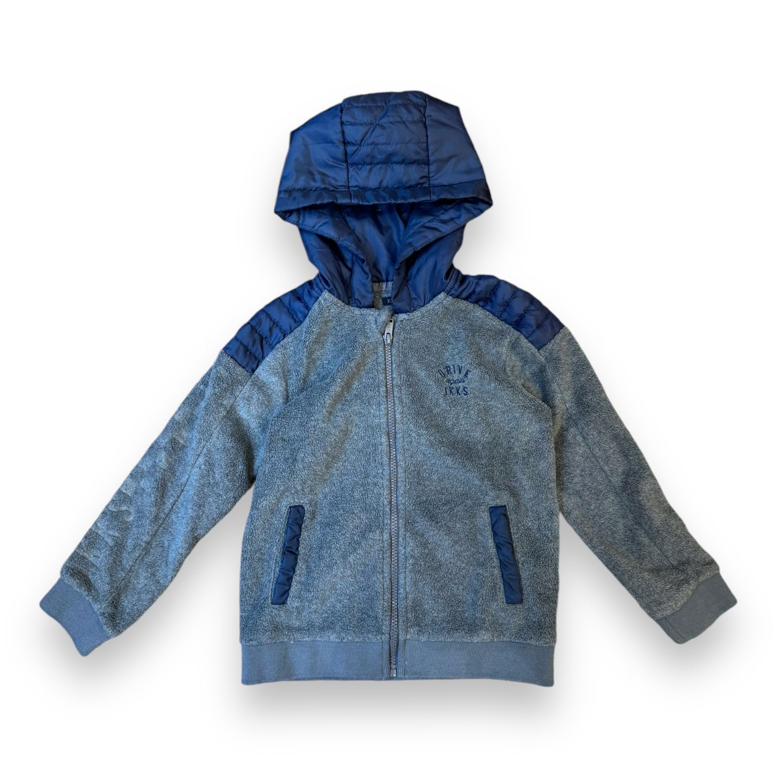 IKKS - Gilet à capuche imperméable bleu et gris - 8 ans