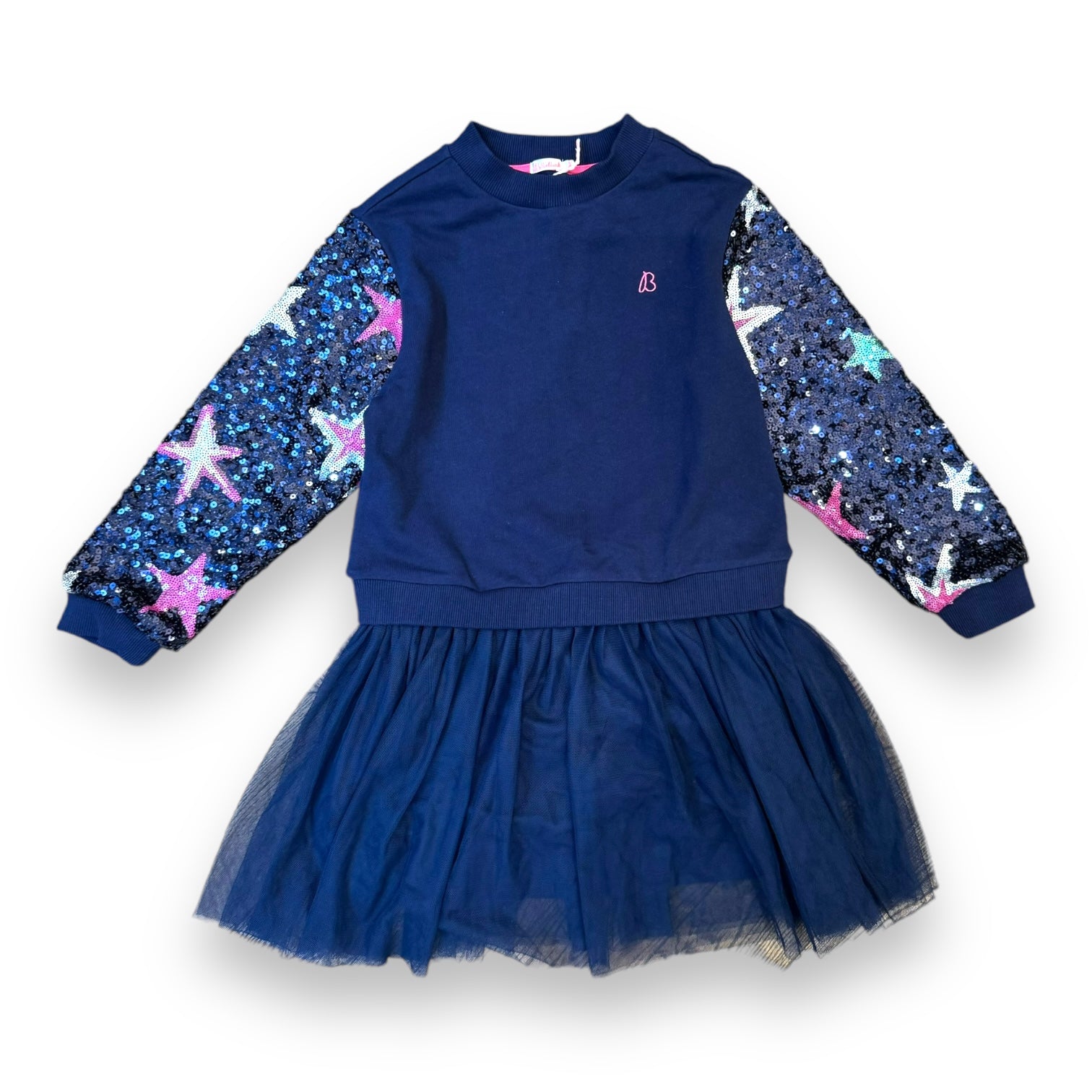 BILLIEBLUSH - Robe bleue et rose manches longues à sequins - 8 ans