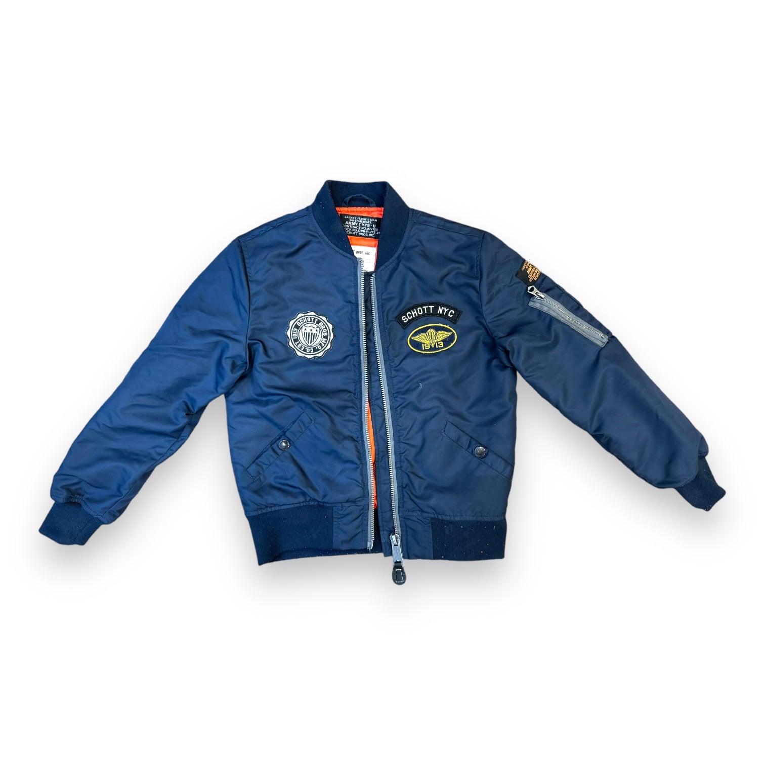 SCHOTT - Veste bomber bleue, orange - 10 ans