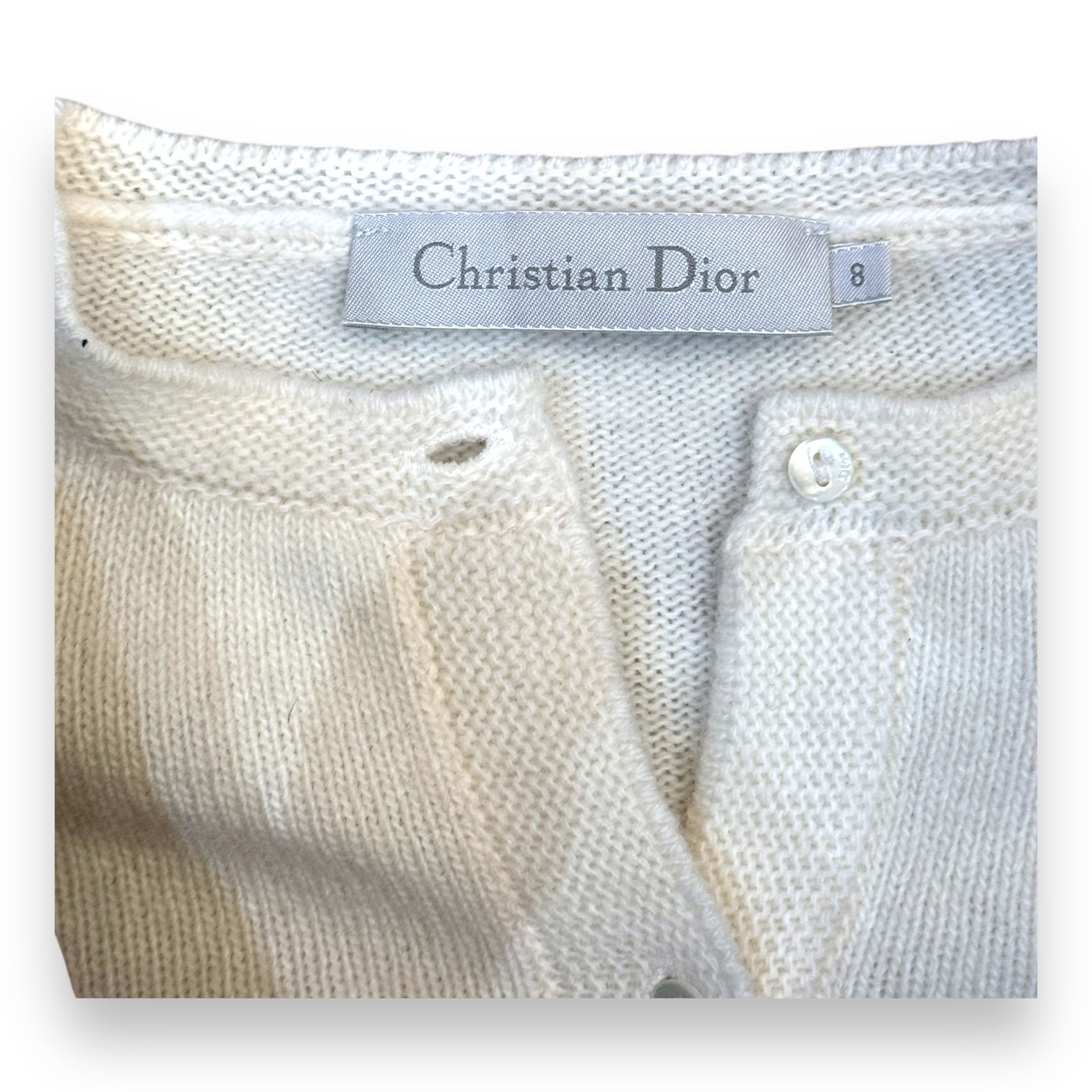 DIOR - Gilet brodé en laine blanc - 8 ans