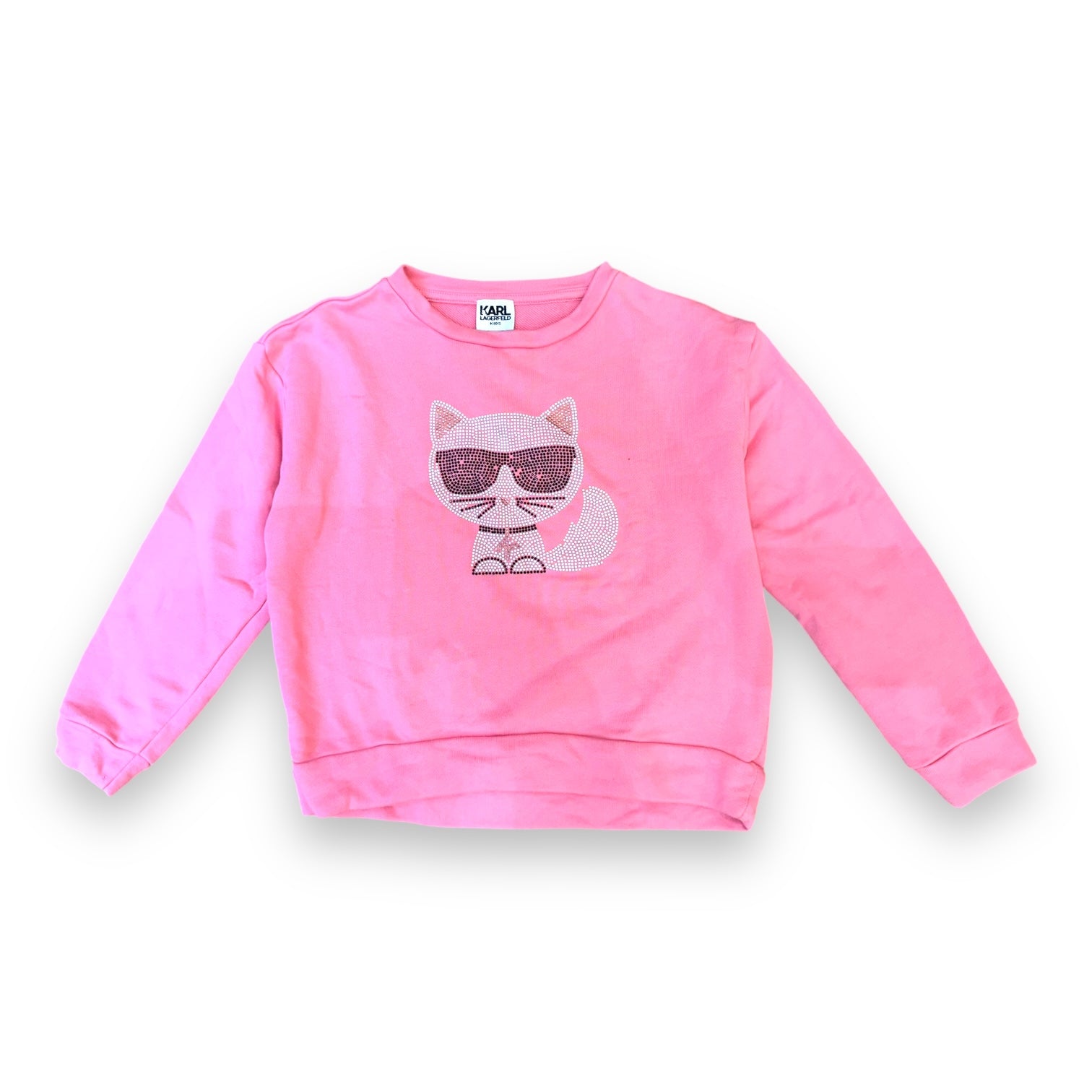 KARL LAGERFELD - Pull rose avec strass - 8 ans