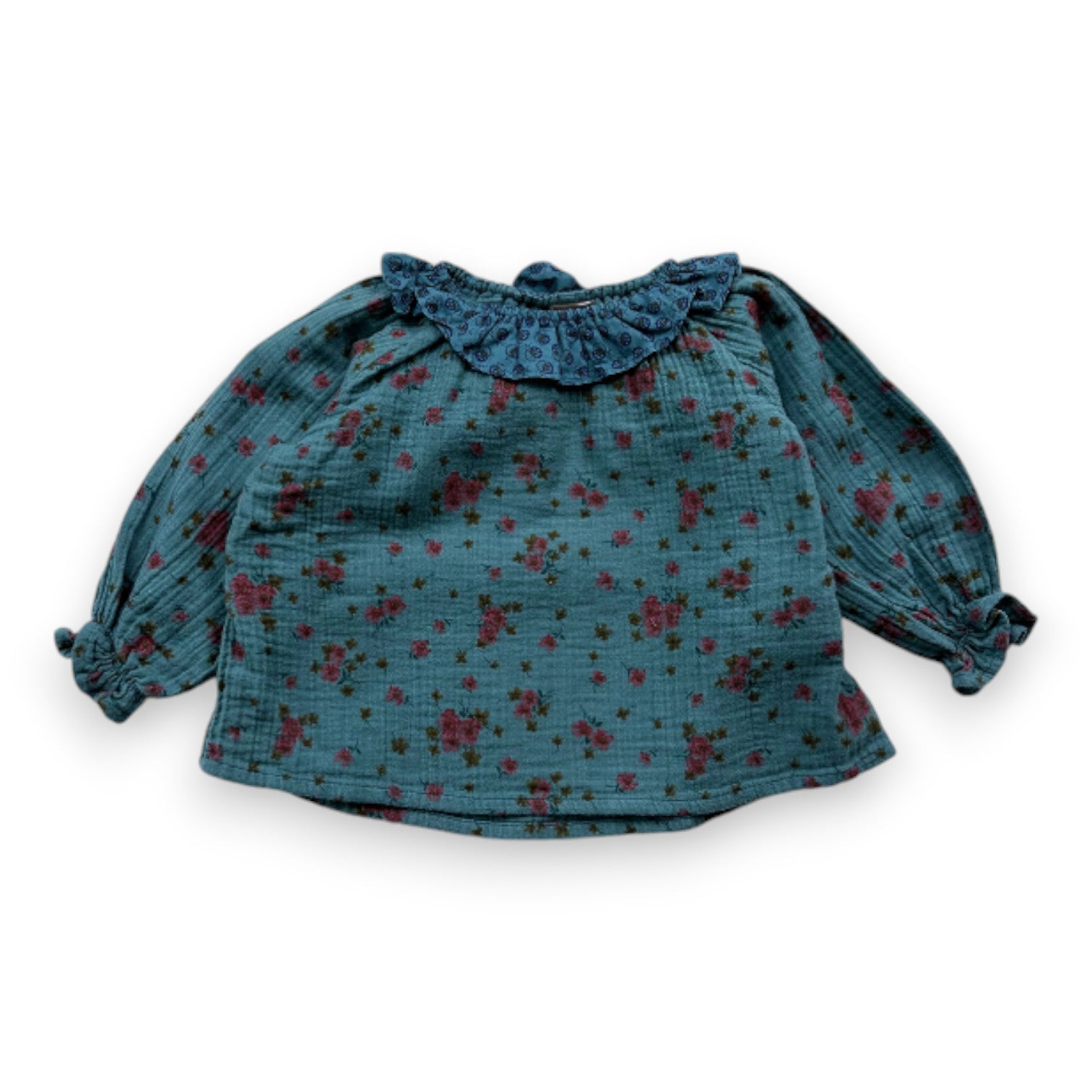 BONTON - Blouse bleue à fleurs - 12 mois