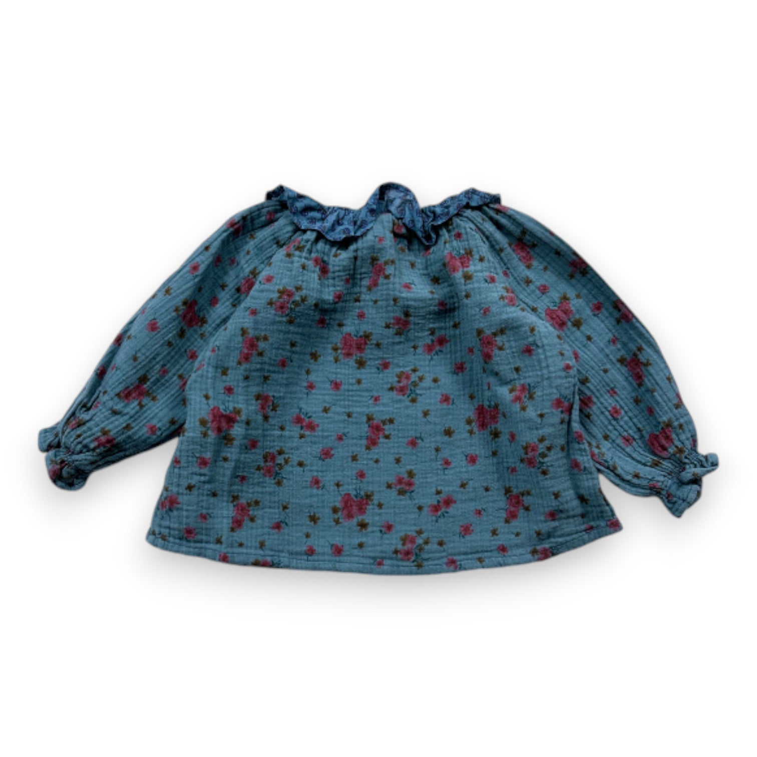 BONTON - Blouse bleue à fleurs - 12 mois