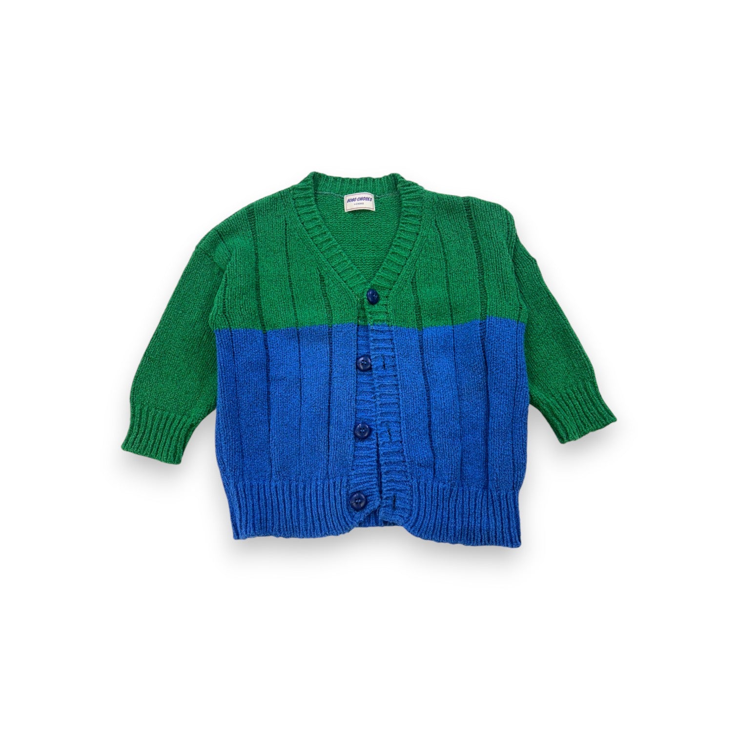 BOBO CHOSES - Cardigan à boutons bleu et vert - 4/5 ans