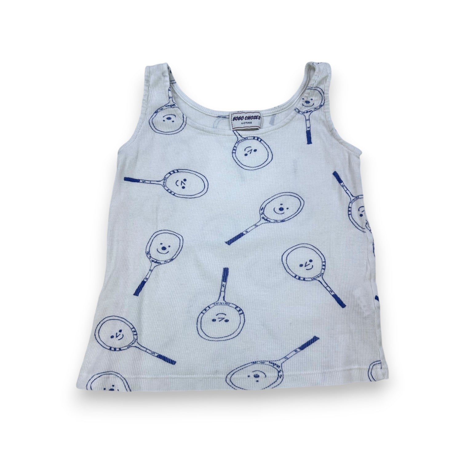 BOBO CHOSES - Débardeur blanc à motifs bleus - 4/5 ans