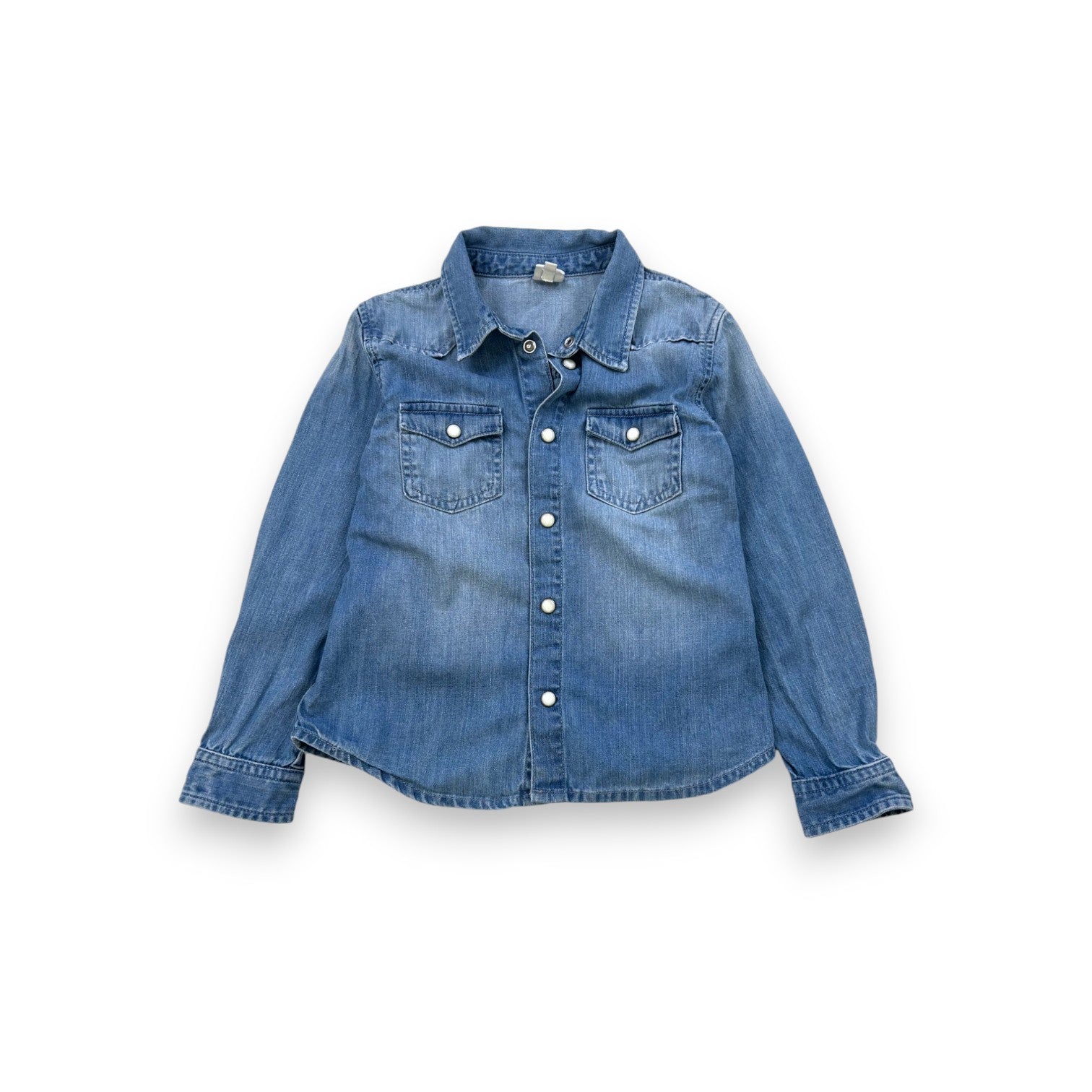 BONTON - Chemise manches longues en jean bleue - 6 ans