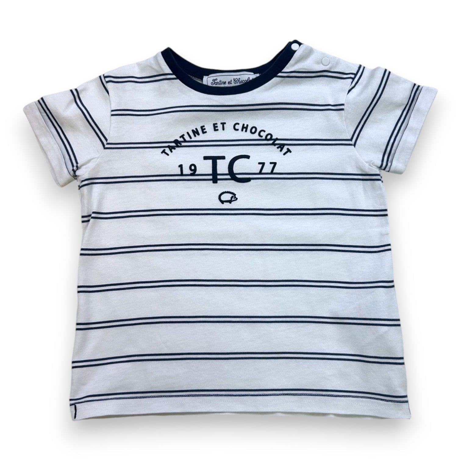 TARTINE ET CHOCOLAT - T-shirt à manches courtes rayé bleu marine - 3 ans