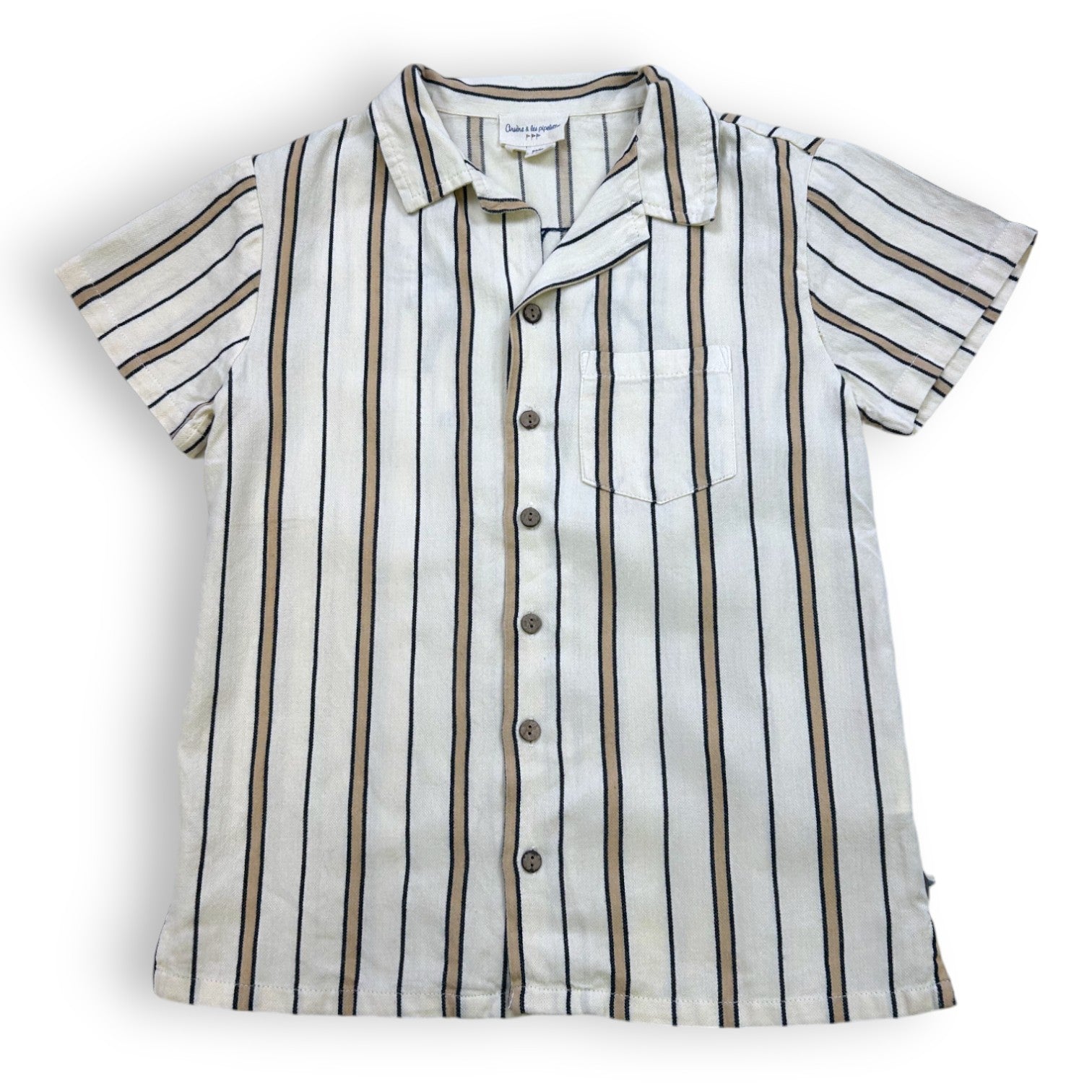 ARSÈNE ET LES PIPELETTES - Chemise à manches courtes crème rayée - 8 ans