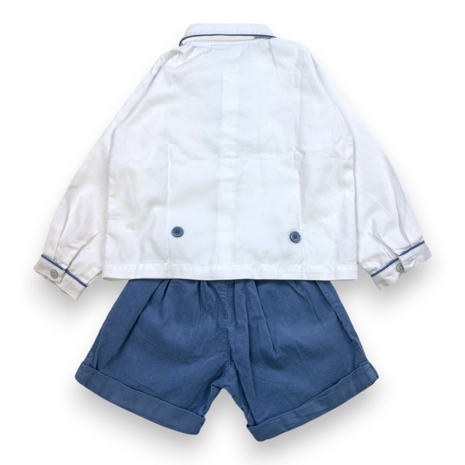 RACHEL RILEY - Ensemble chemise manches longues et short blanc et bleu - 2 ans