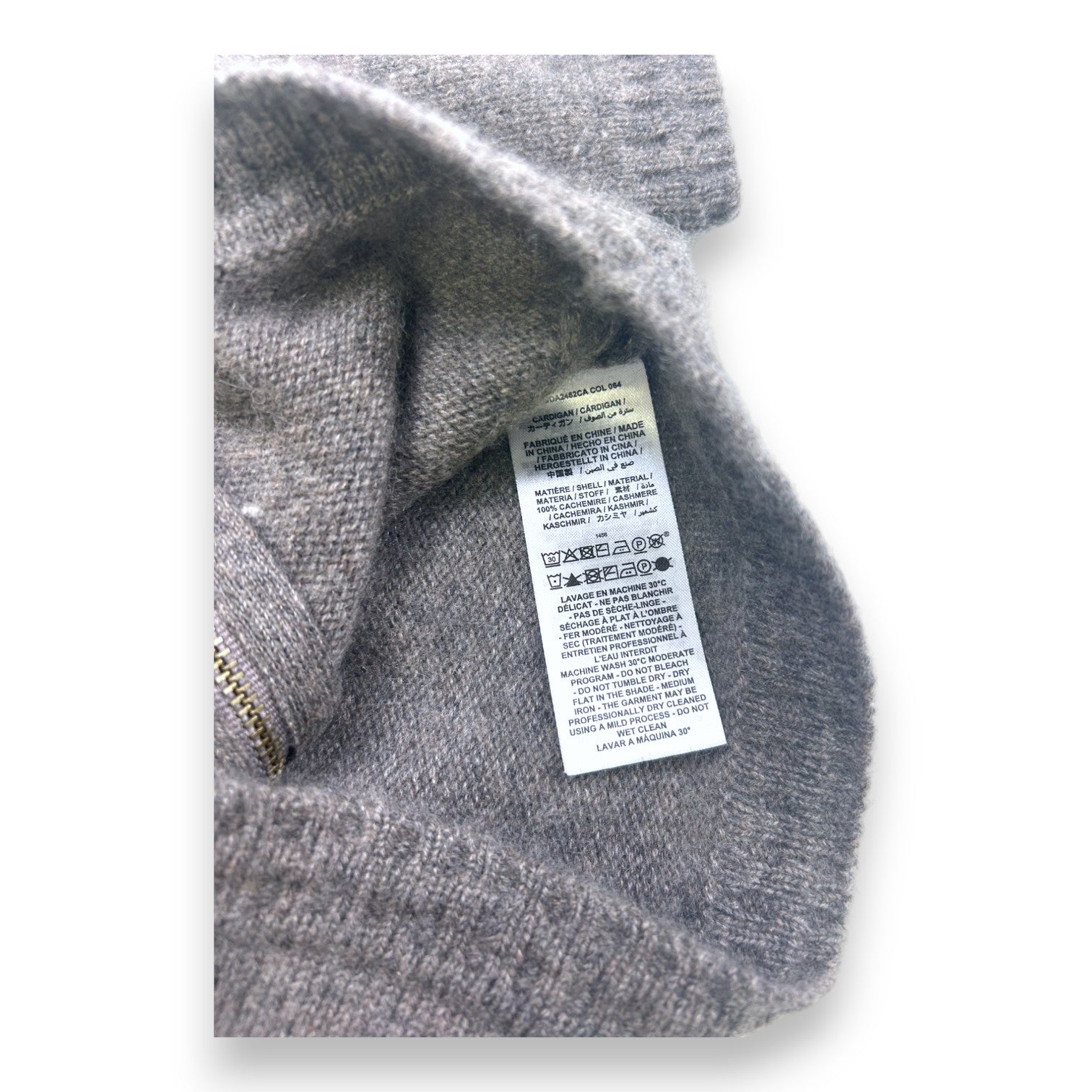 BONPOINT - Gilet à zip en cachemire gris - 6 mois