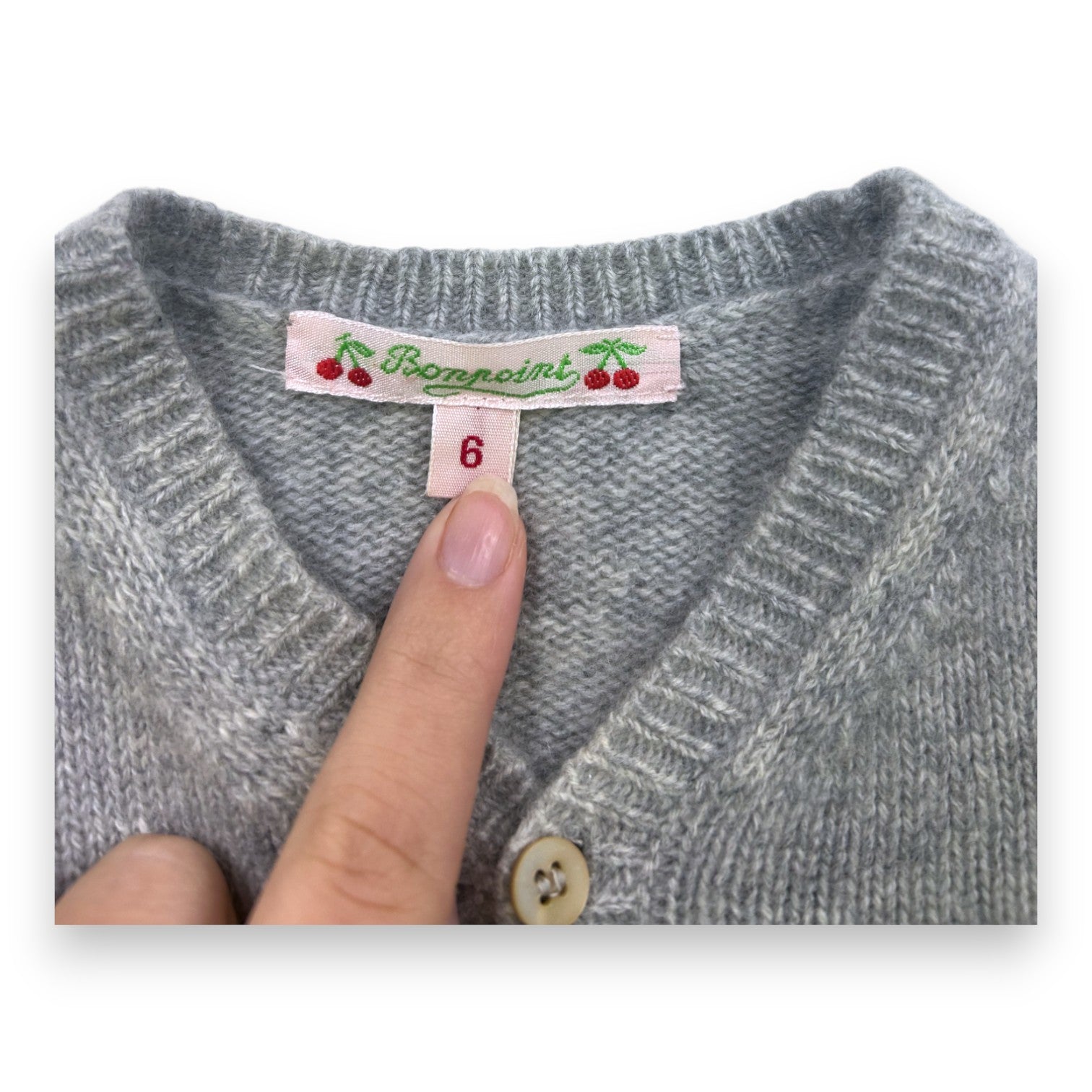 BONPOINT - Cardigan gris en cachemire - 6 mois