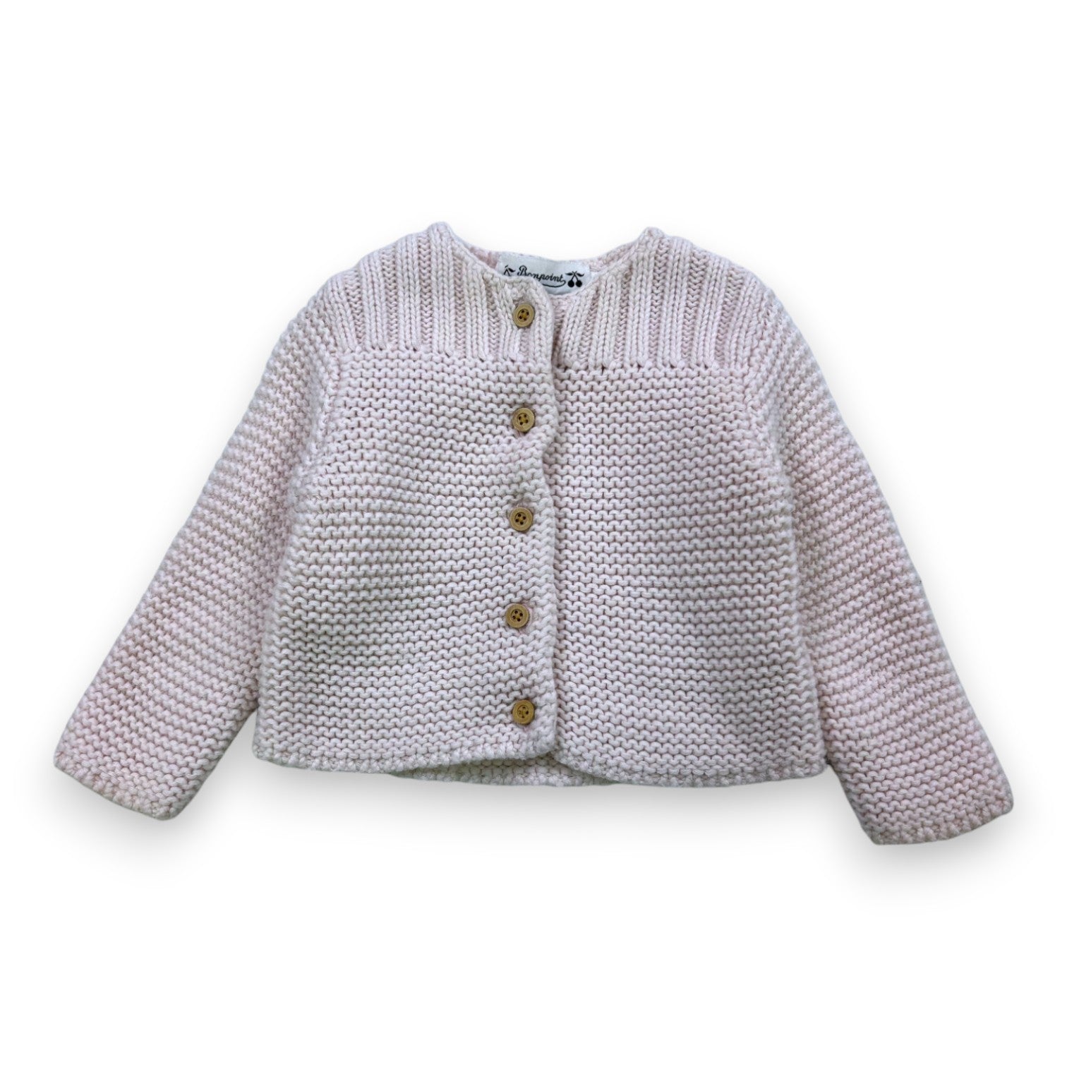 BONPOINT - Cardigan à boutons en laine rose - 6 mois