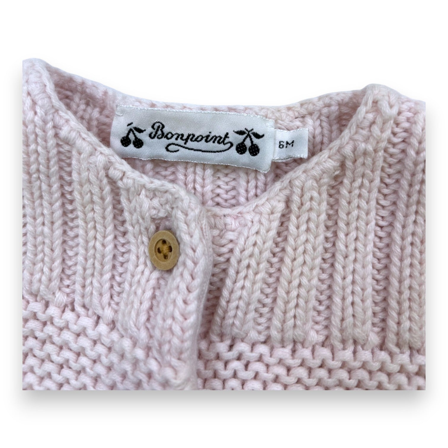 BONPOINT - Cardigan à boutons en laine rose - 6 mois