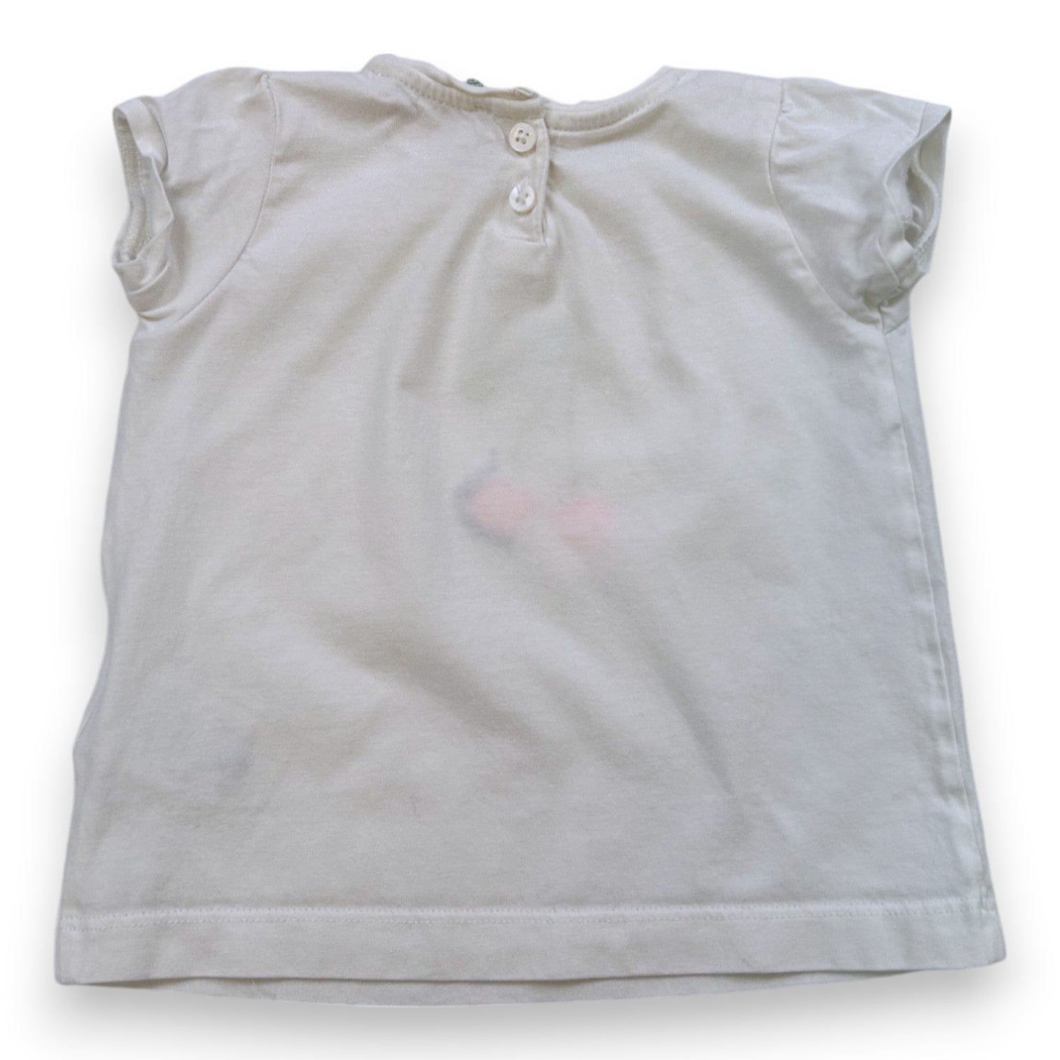 BONPOINT - T-shirt à manches courtes blanc motif cerise - 12 mois