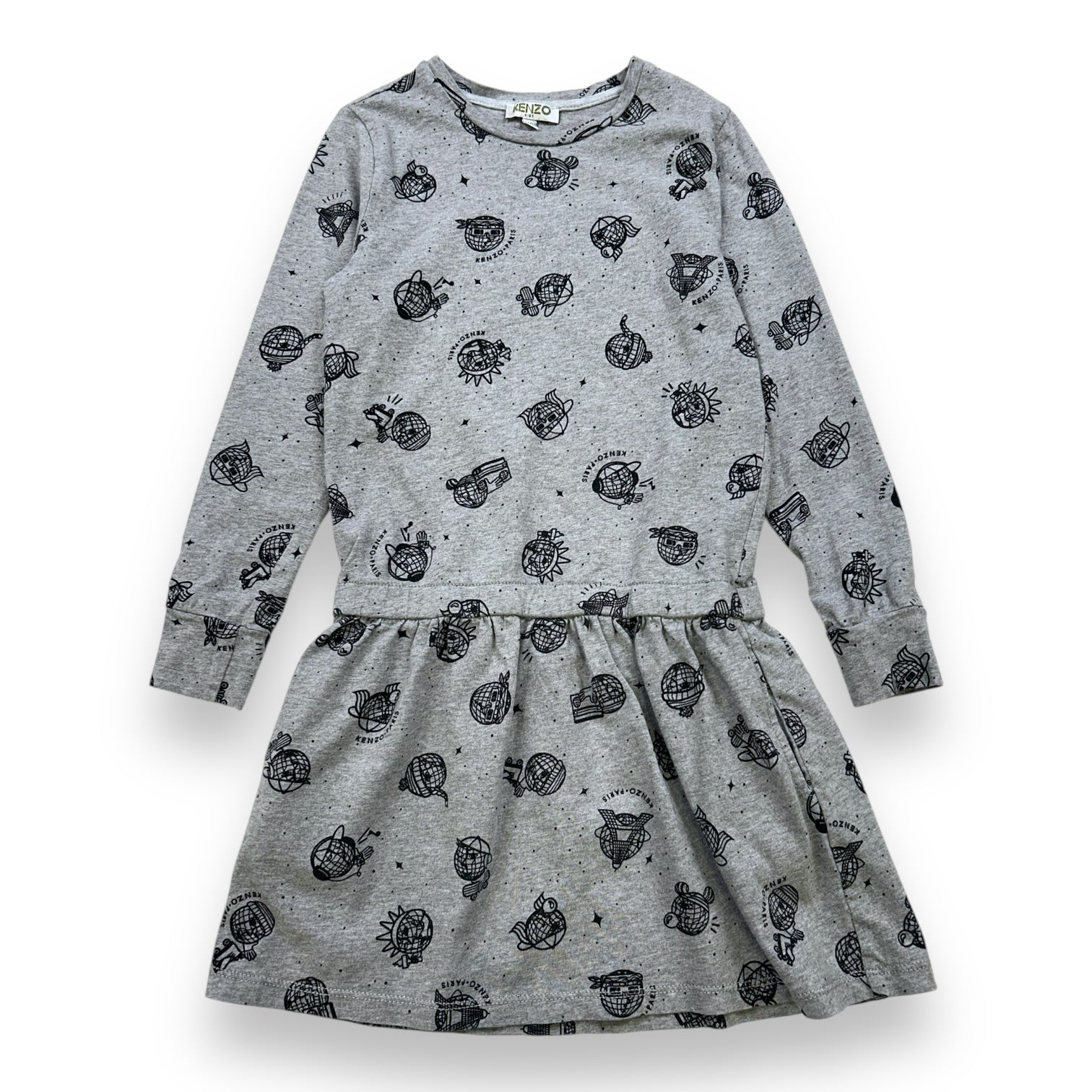 KENZO - ROBE - GRIS - 8 ANS