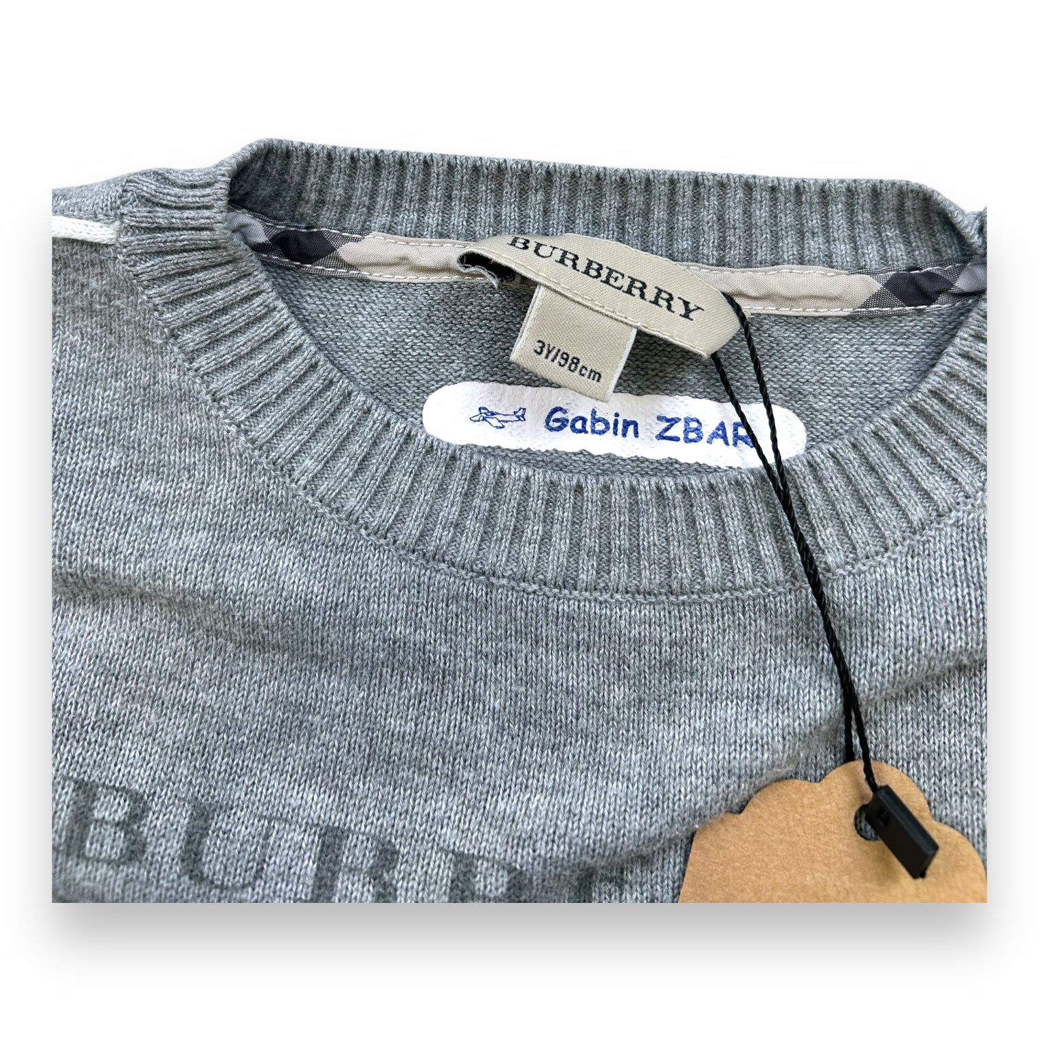 BURBERRY - PULL - GRIS - 3 ANS