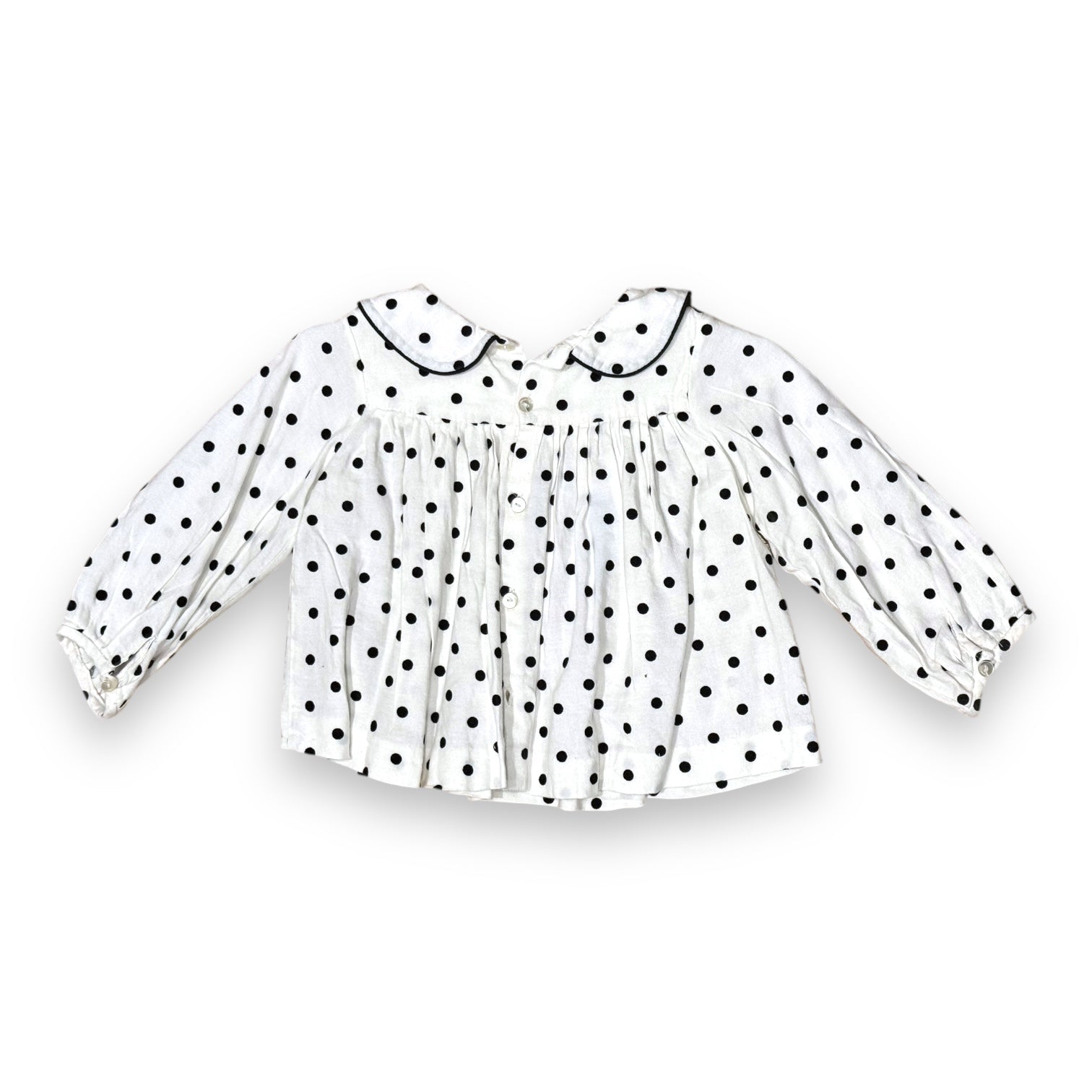 JACADI - Blouse à manches longues blanche à pois - 18 mois