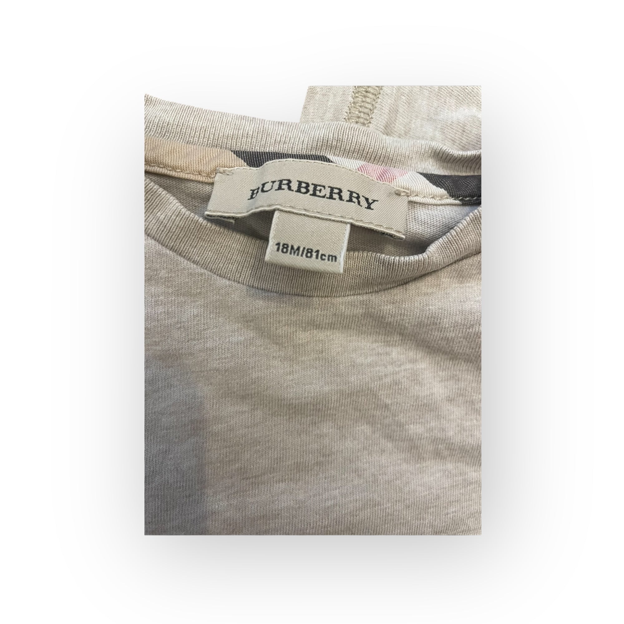 BURBERRY - T-SHIRT BEIGE, ROUGE - 18 MOIS