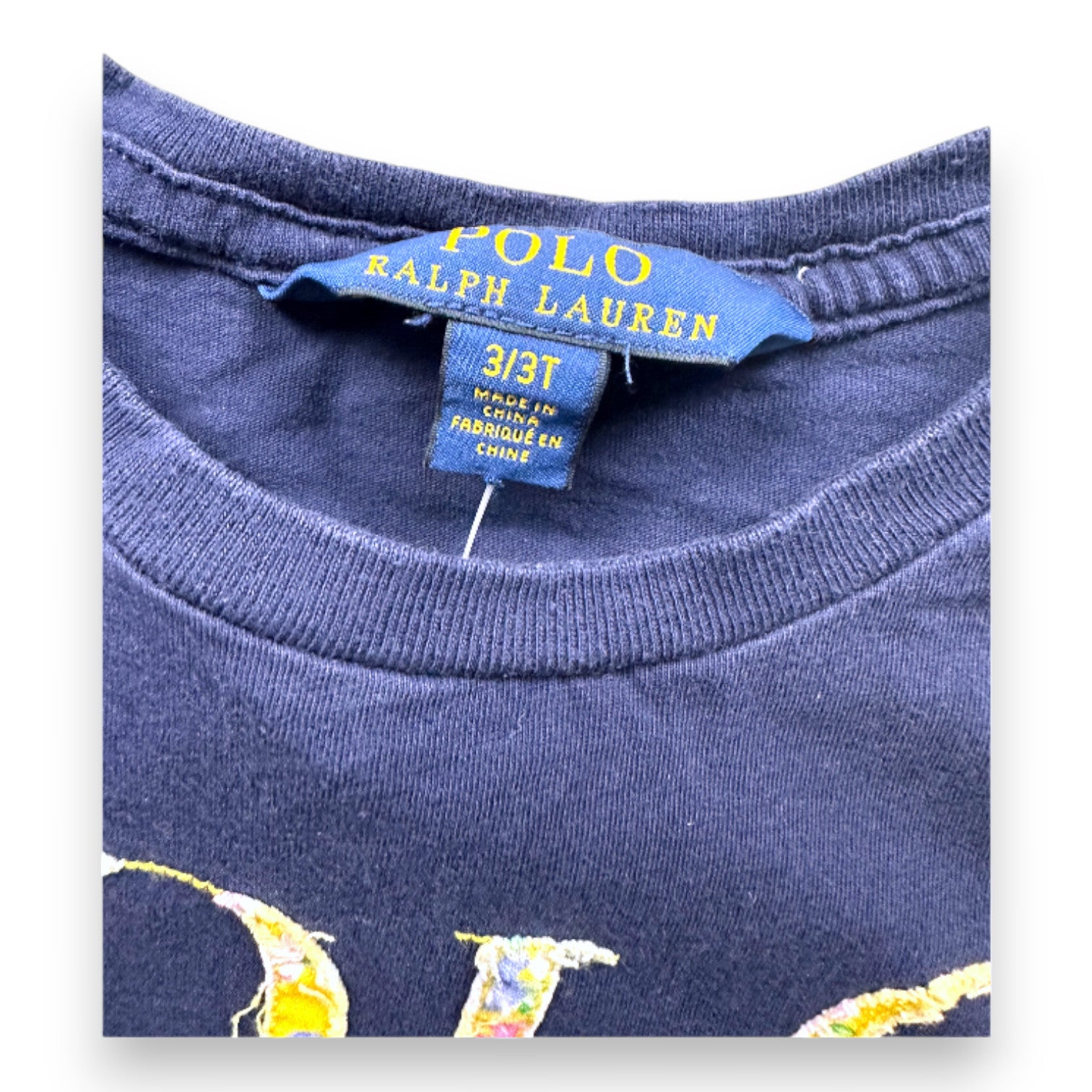 RALPH LAUREN - T-shirt bleu marine avec imprimé - 3 ans