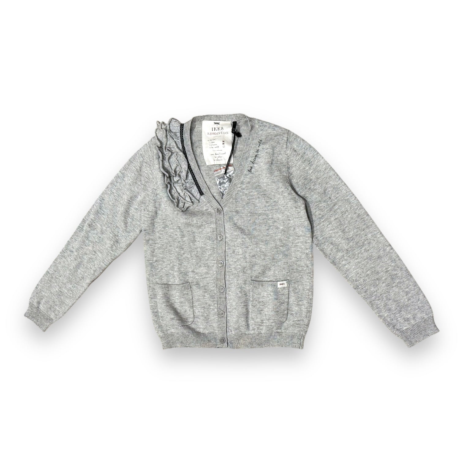 IKKS - CARDIGAN GRIS - 8 ANS