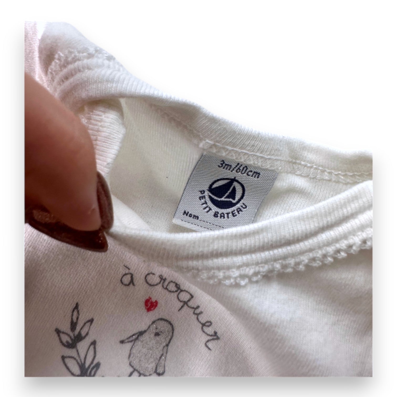 PETIT BATEAU - BODY - ROSE, BLANC - 3 MOIS