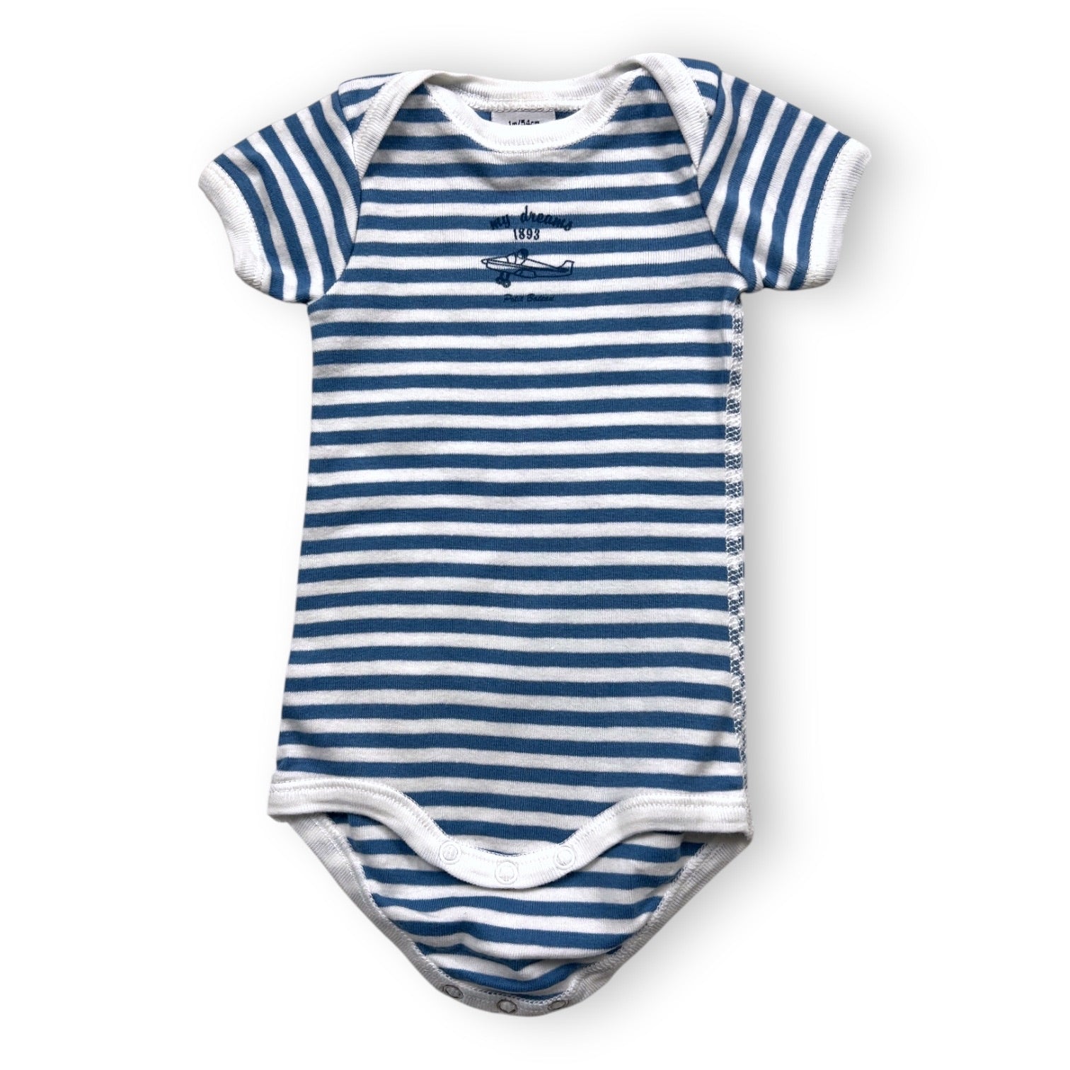 PETIT BATEAU - BODY - BLEU, BLANC - 1 MOIS