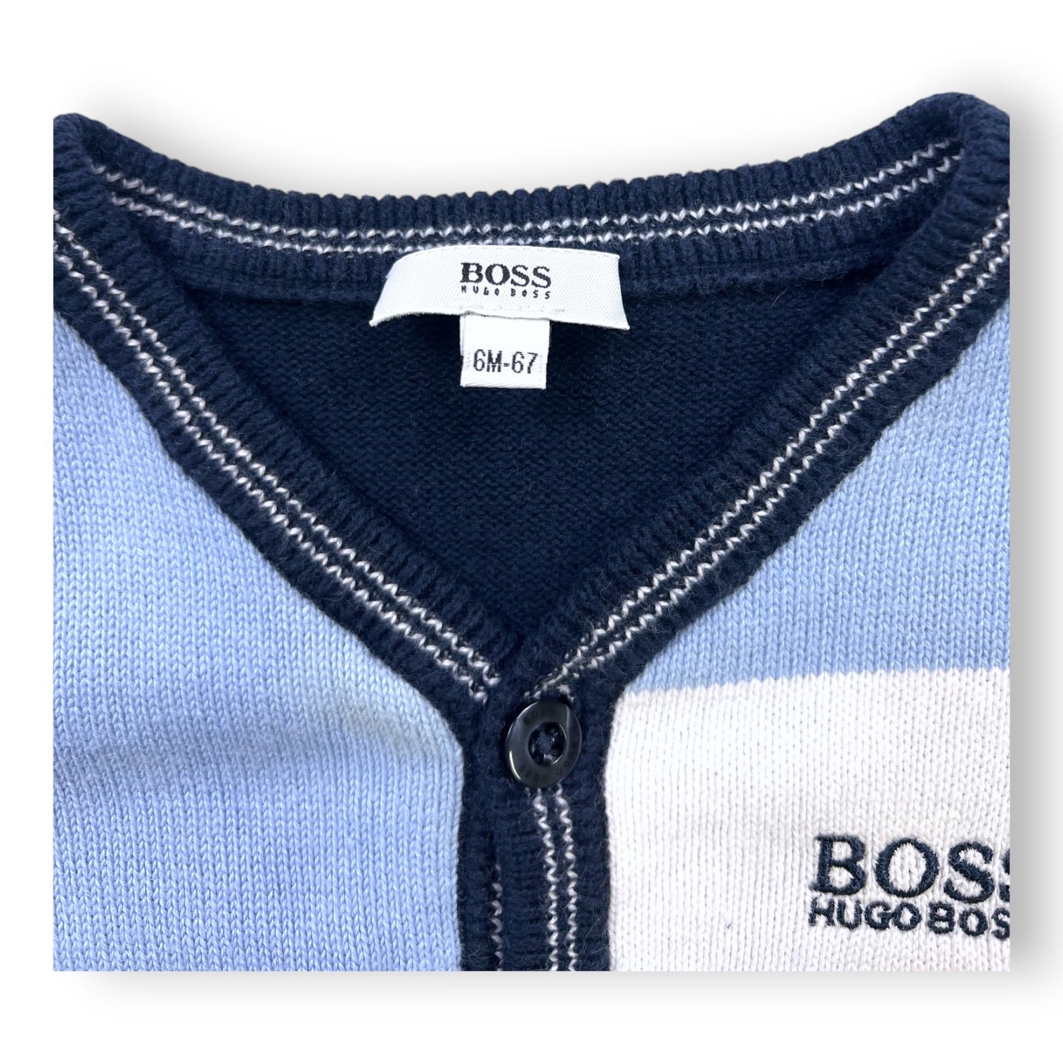 HUGO BOSS - CARDIGAN - BLEU, BLANC - 6 MOIS