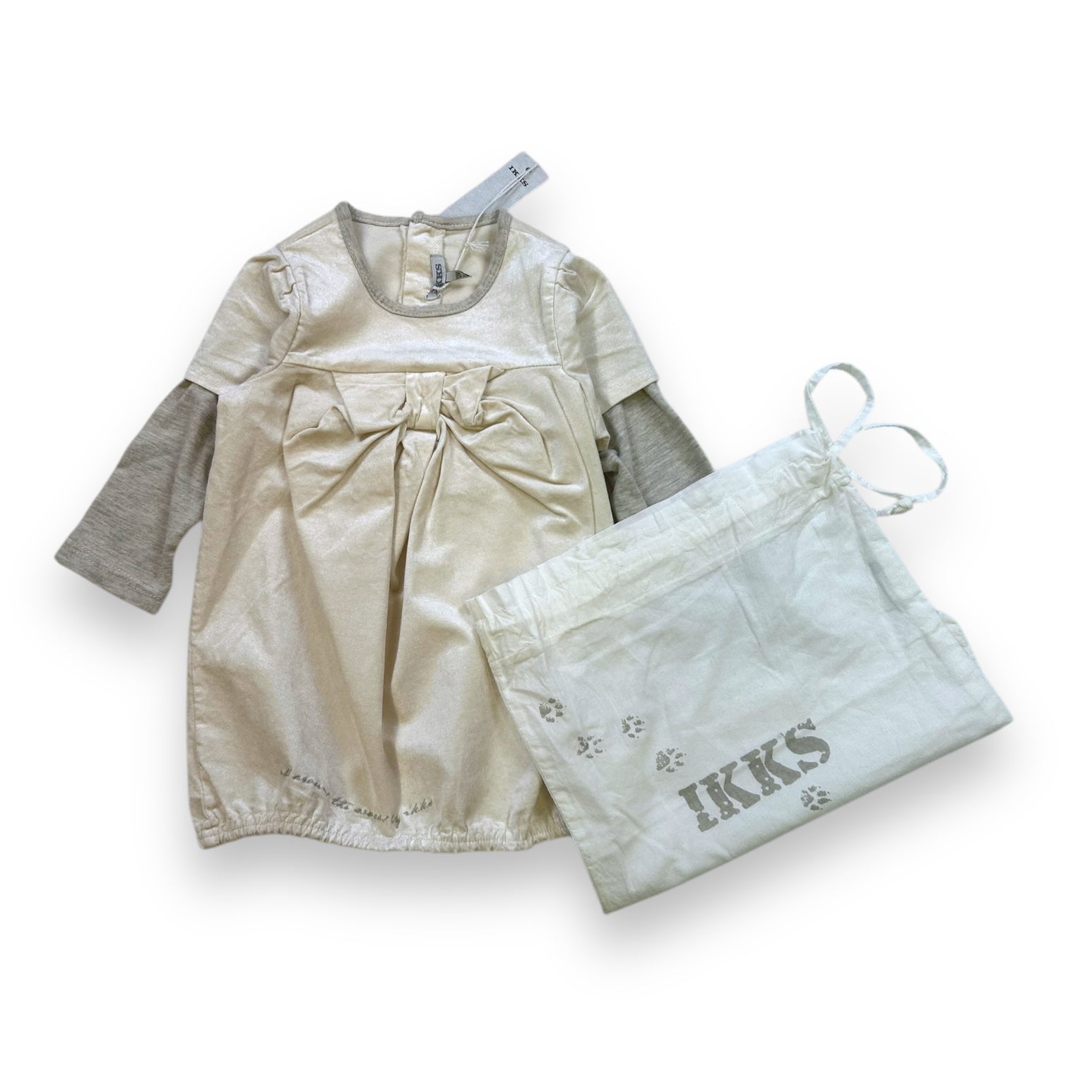 IKKS - ROBE - BEIGE - 12 MOIS