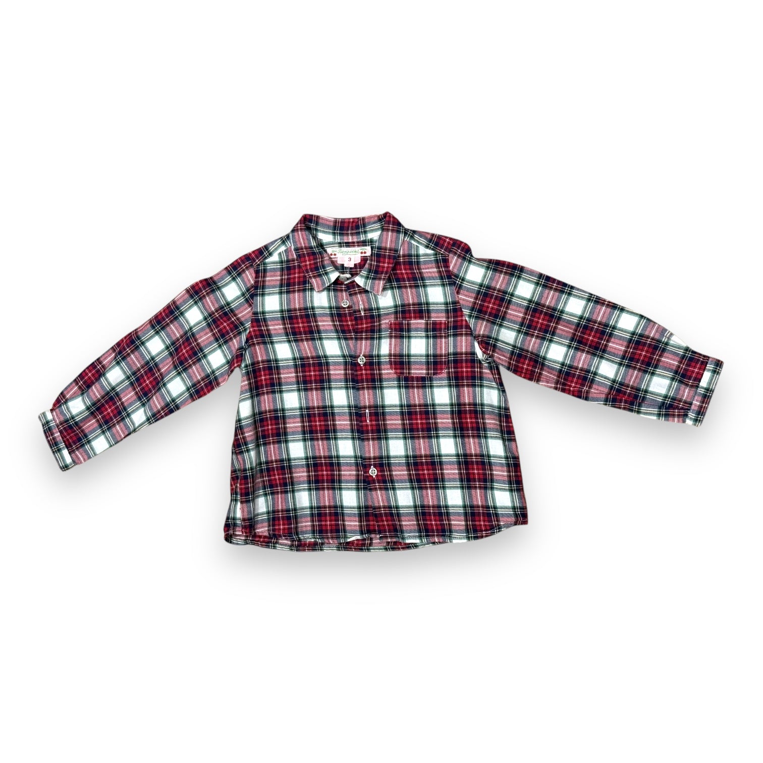 BONPOINT - Chemise à carreau Rouge et balnche - 3 ans