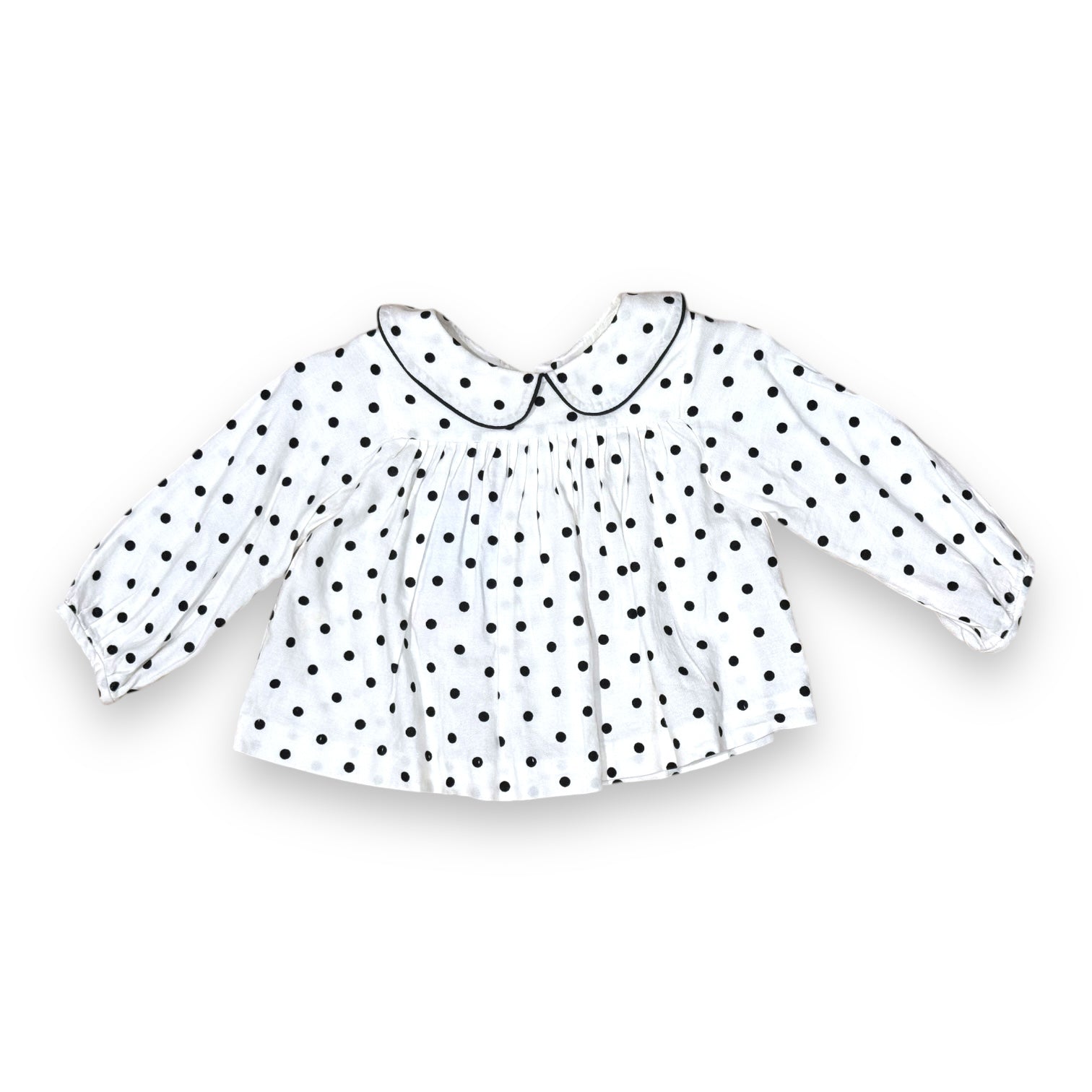 JACADI - Blouse à manches longues blanche à pois - 18 mois