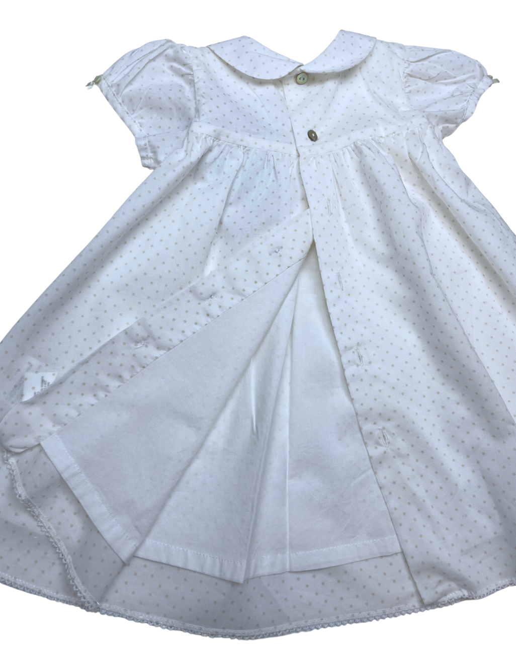 JACADI - Robe de cérémonie blanche à pois beige - 6 mois