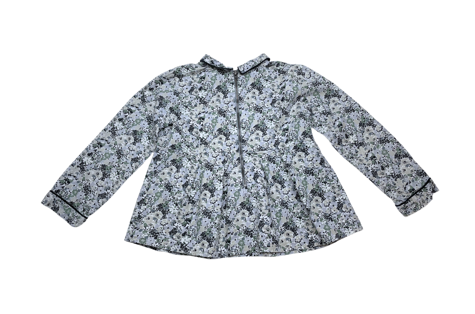 BONPOINT - Blouse fleurie bleue et grise - 4 ans