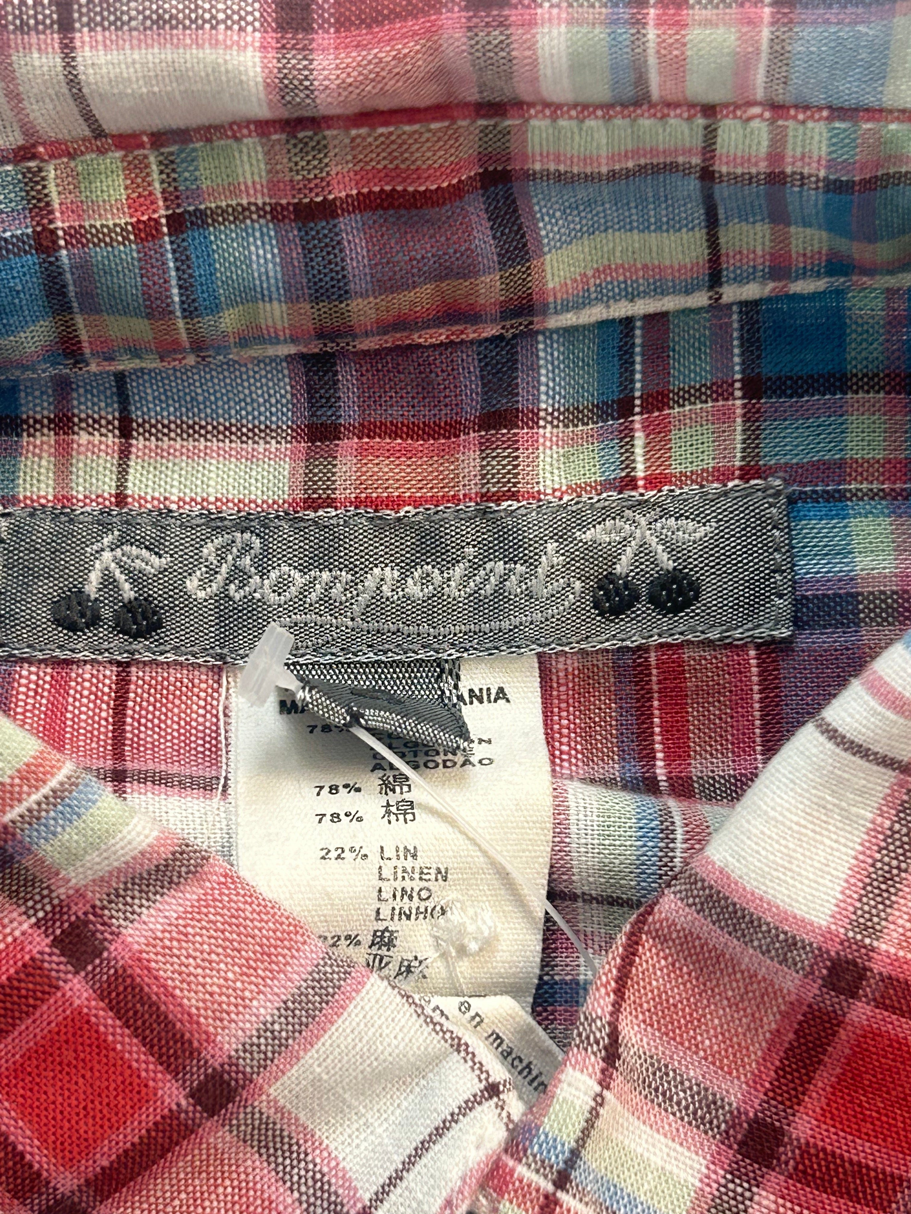 BONPOINT - Chemise à carreaux rose et bleue - 4 ans