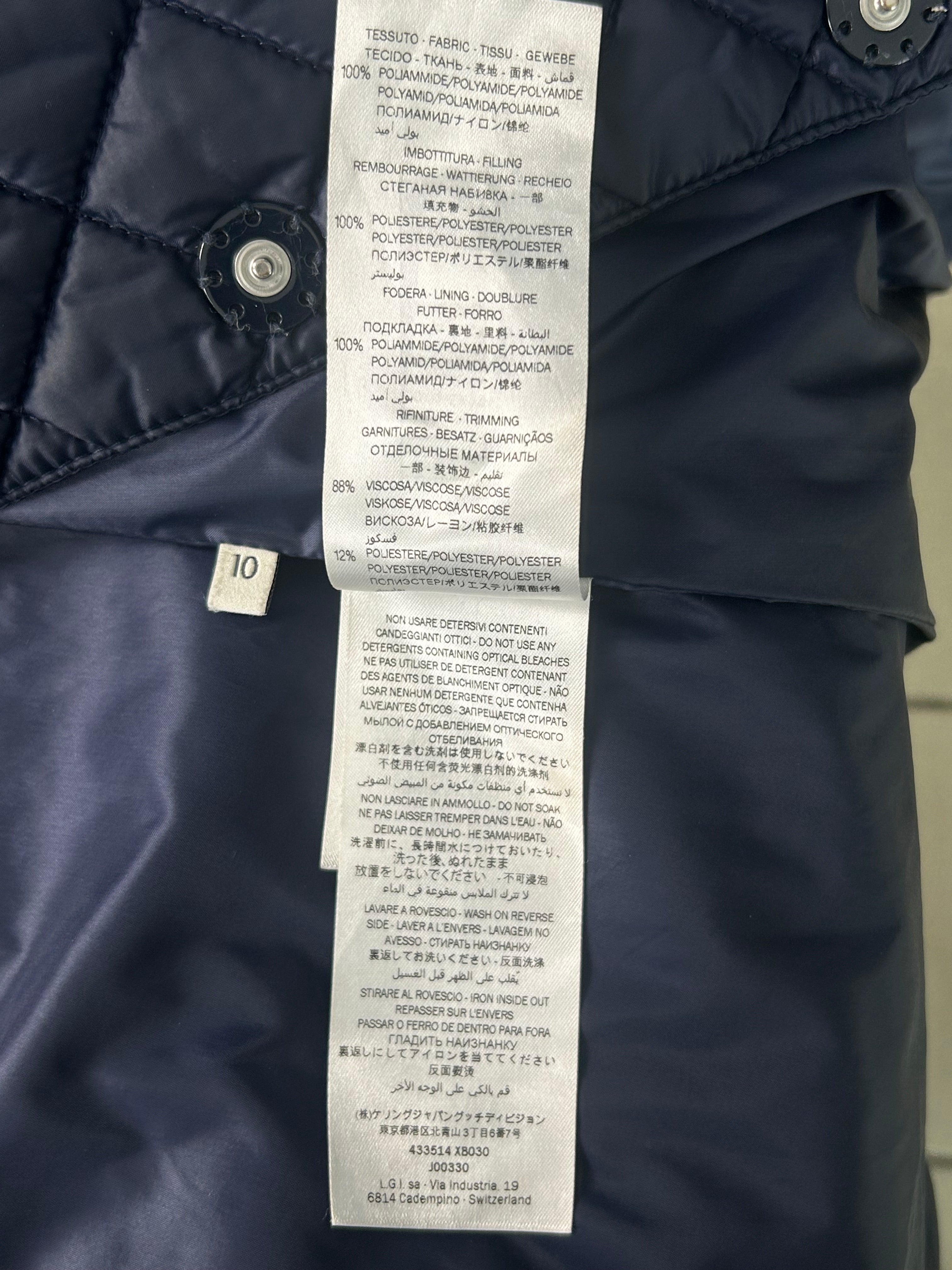 GUCCI - Veste longue matelassée bleu marine - 10 ans