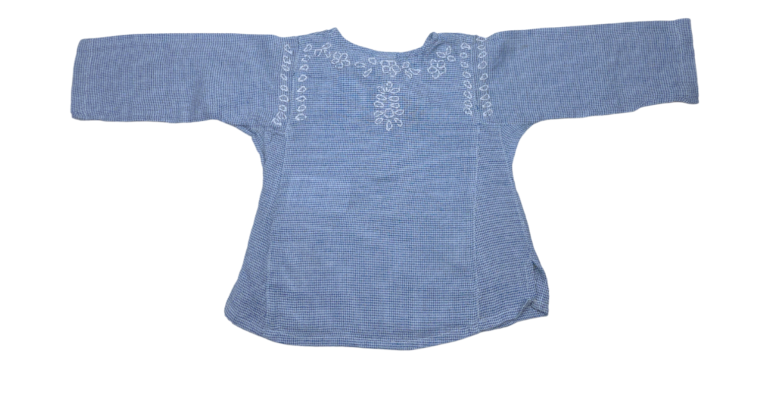 BONTON - Blouse bleu brodée - 18 mois