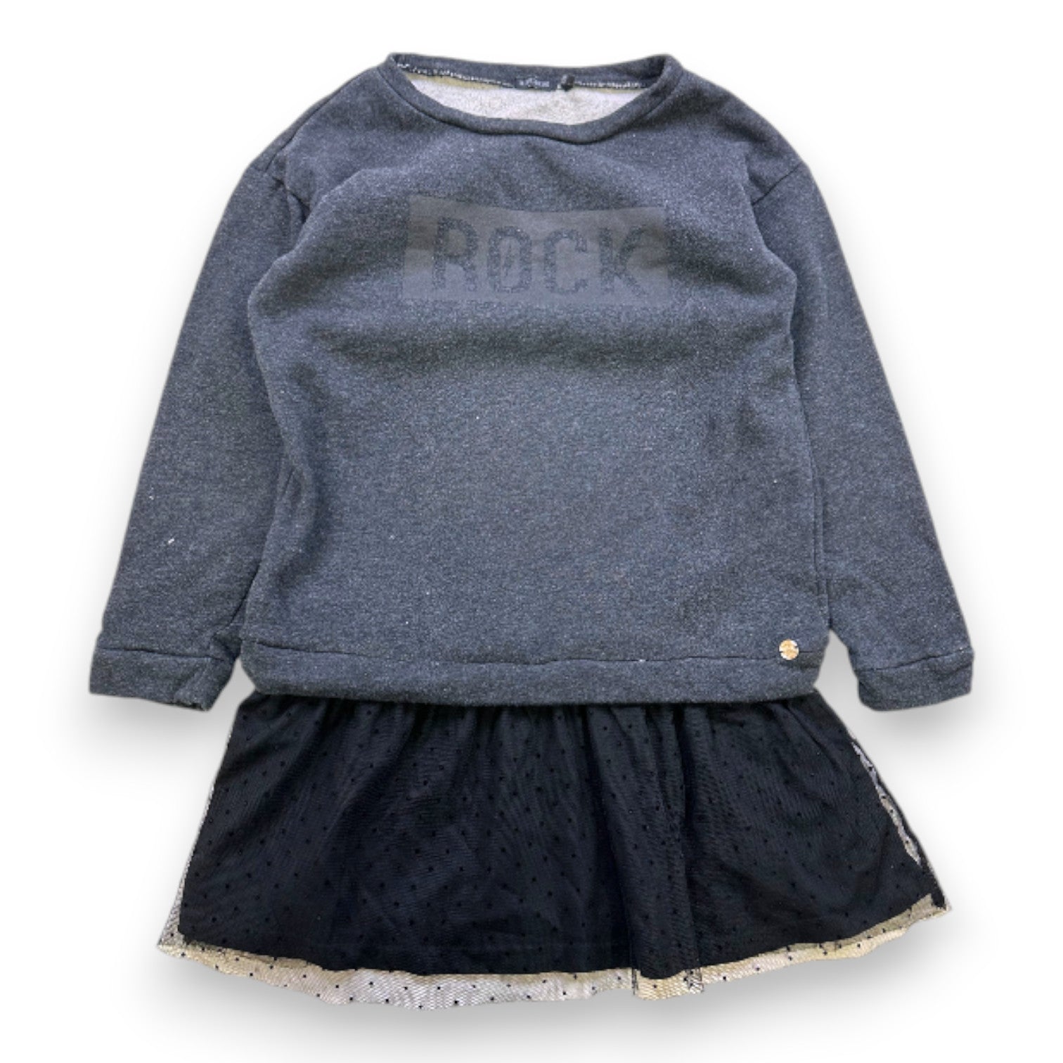 IKKS - ROBE GRIS - 8 ANS