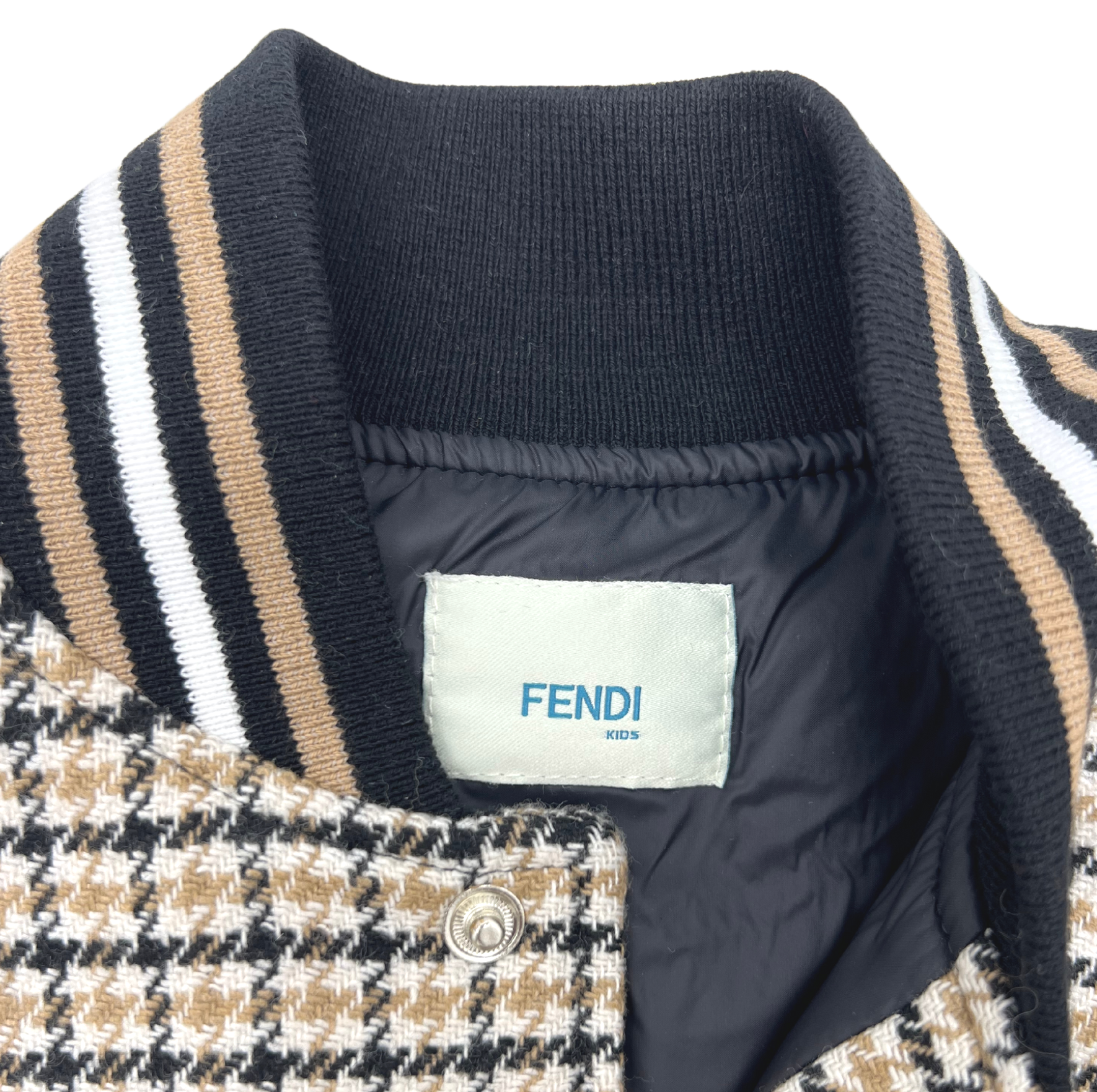 FENDI - Blouson pied de poule avec cadenas et logo - 8 ans