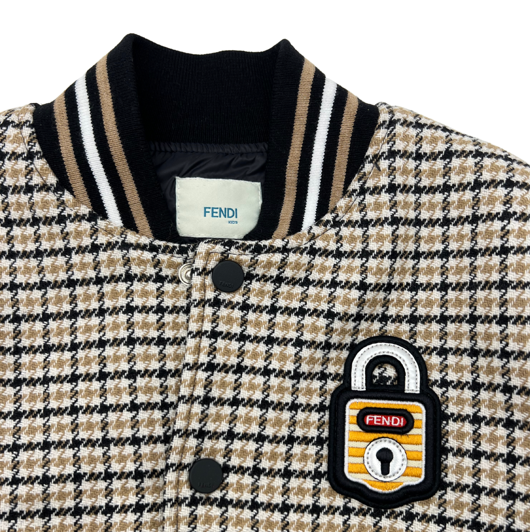 FENDI - Blouson pied de poule avec cadenas et logo - 8 ans