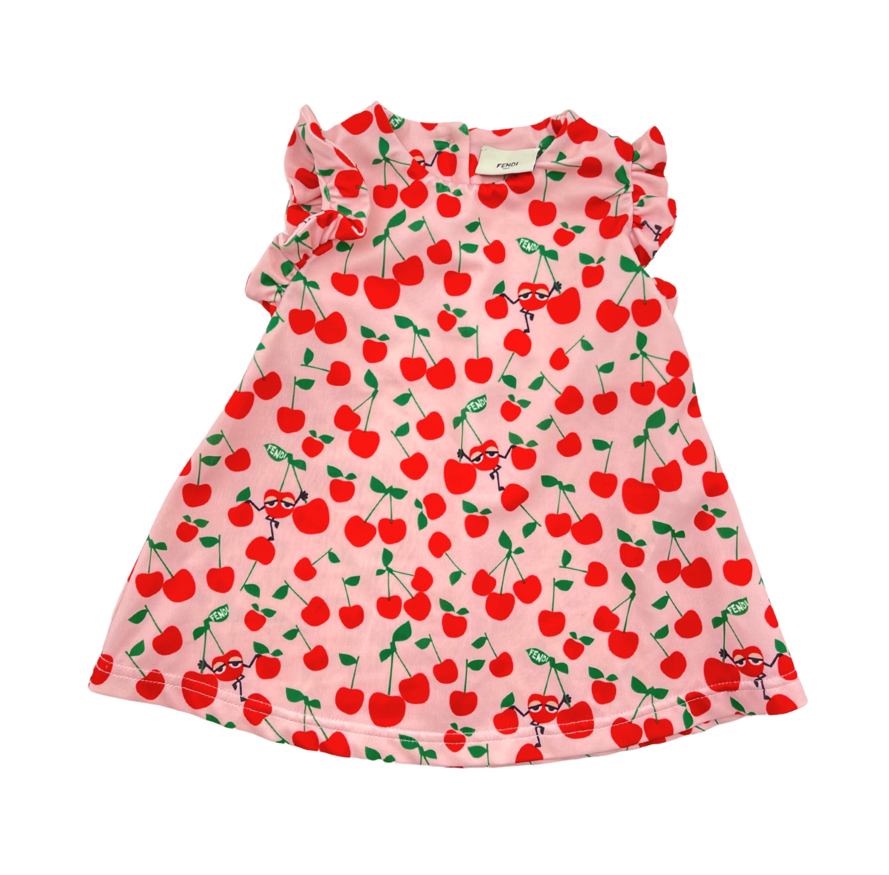 FENDI - Pink &amp; red cherry dress - 3 months