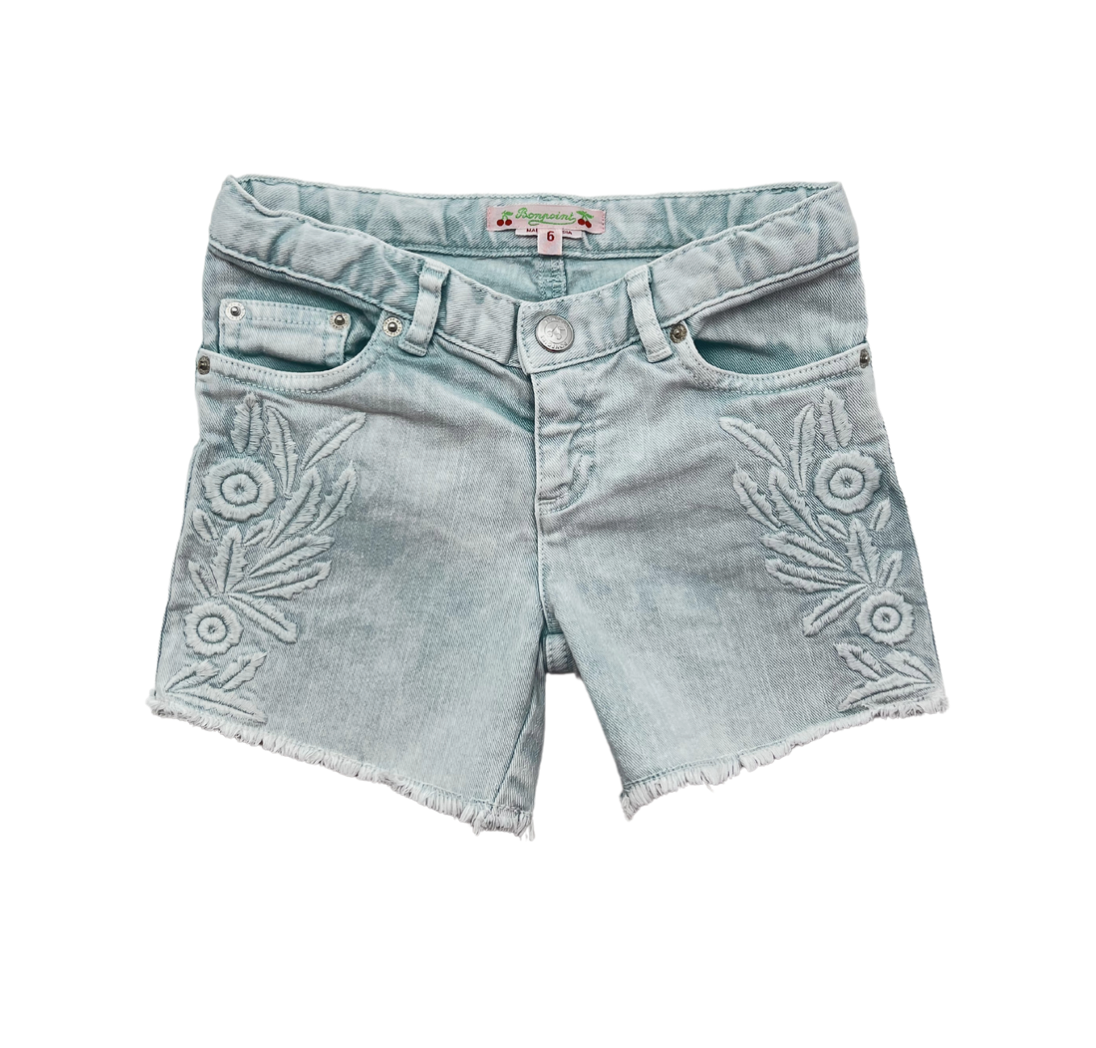 BONPOINT - Denim skirt with flower embroidery - 6 years old